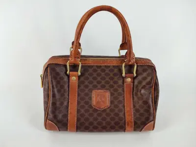 Boston bag, Macadam pattern, brown Boston bag