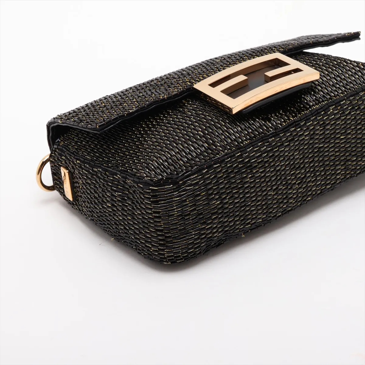 Mini Bucket 8BS017 Beaded Chain Shoulder Bag Gold x Black — view 4