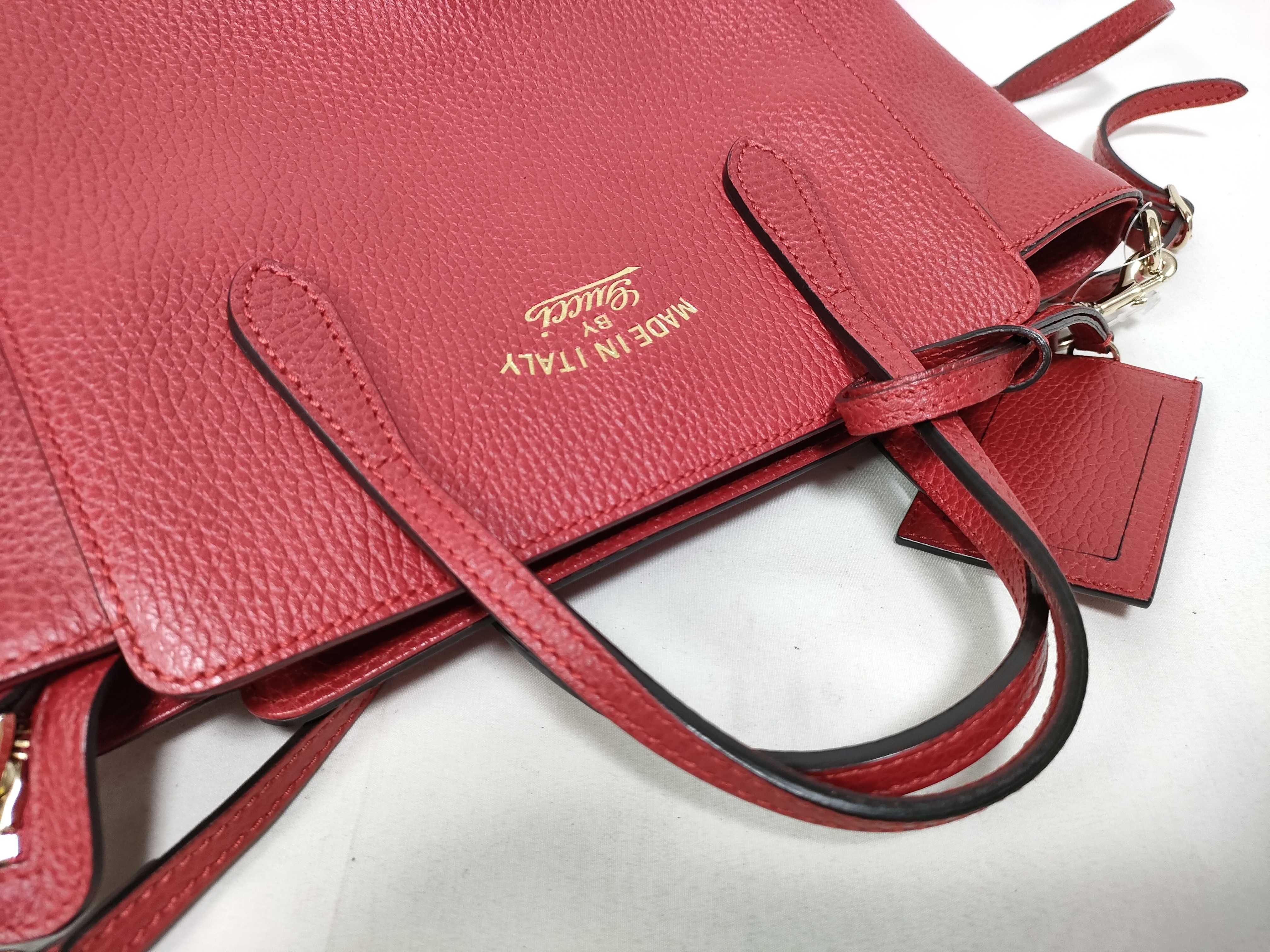 2-Way Handbag 368827 Leather Red ST Dust Bag Name Tag Handbag — view 8