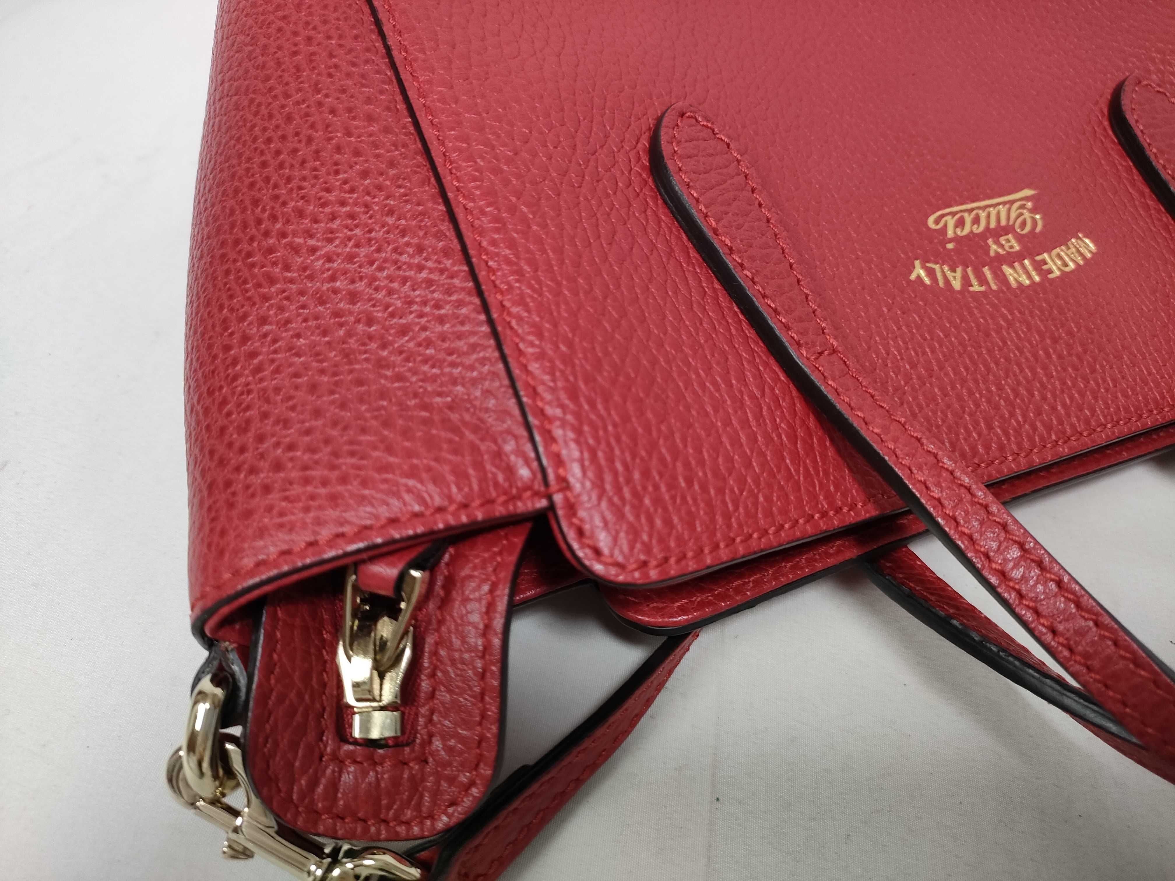 2-Way Handbag 368827 Leather Red ST Dust Bag Name Tag Handbag — view 9