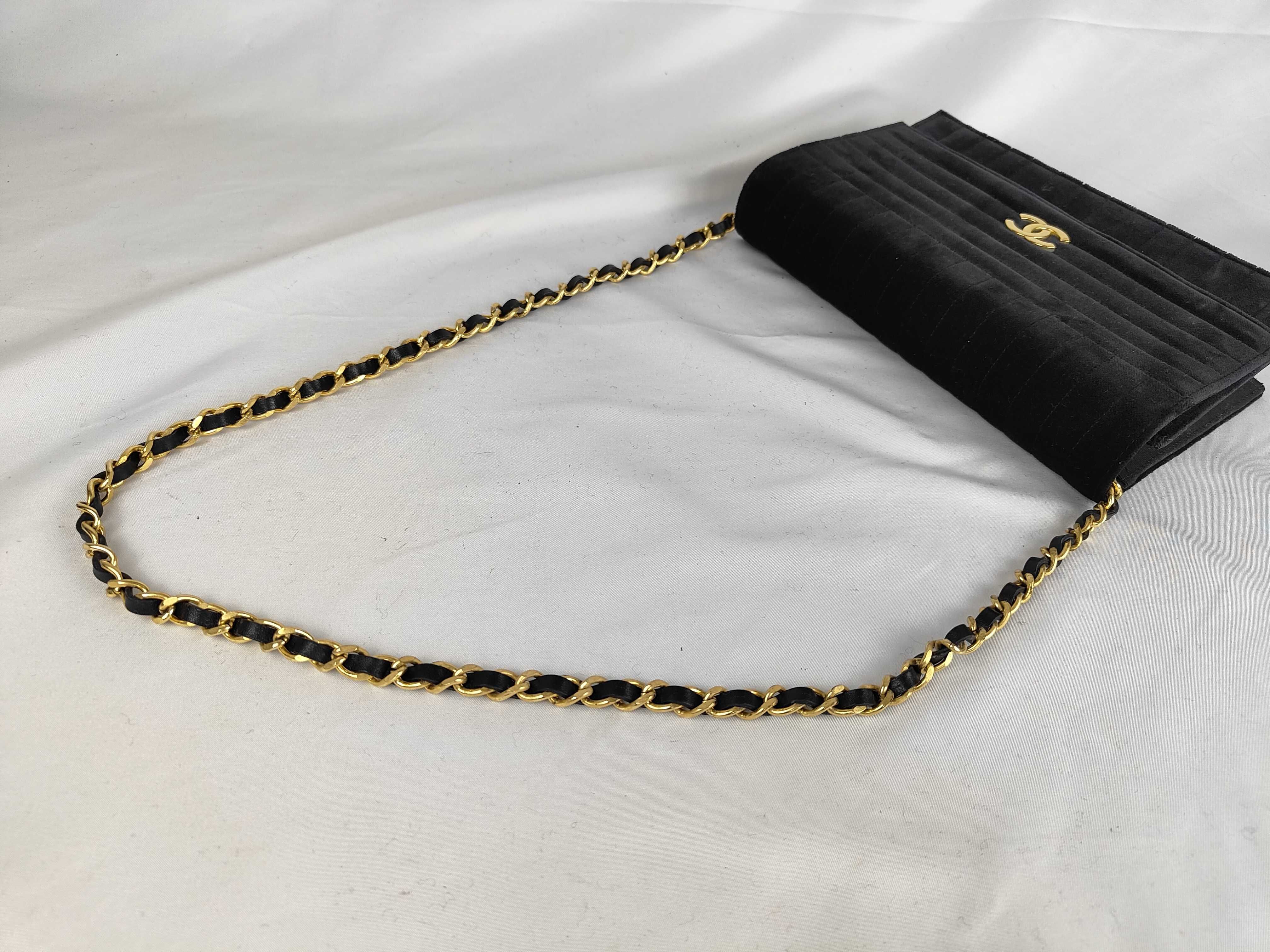 Velvet Velour Push-Lock Chain Mademoiselle Shoulder Bag — view 3