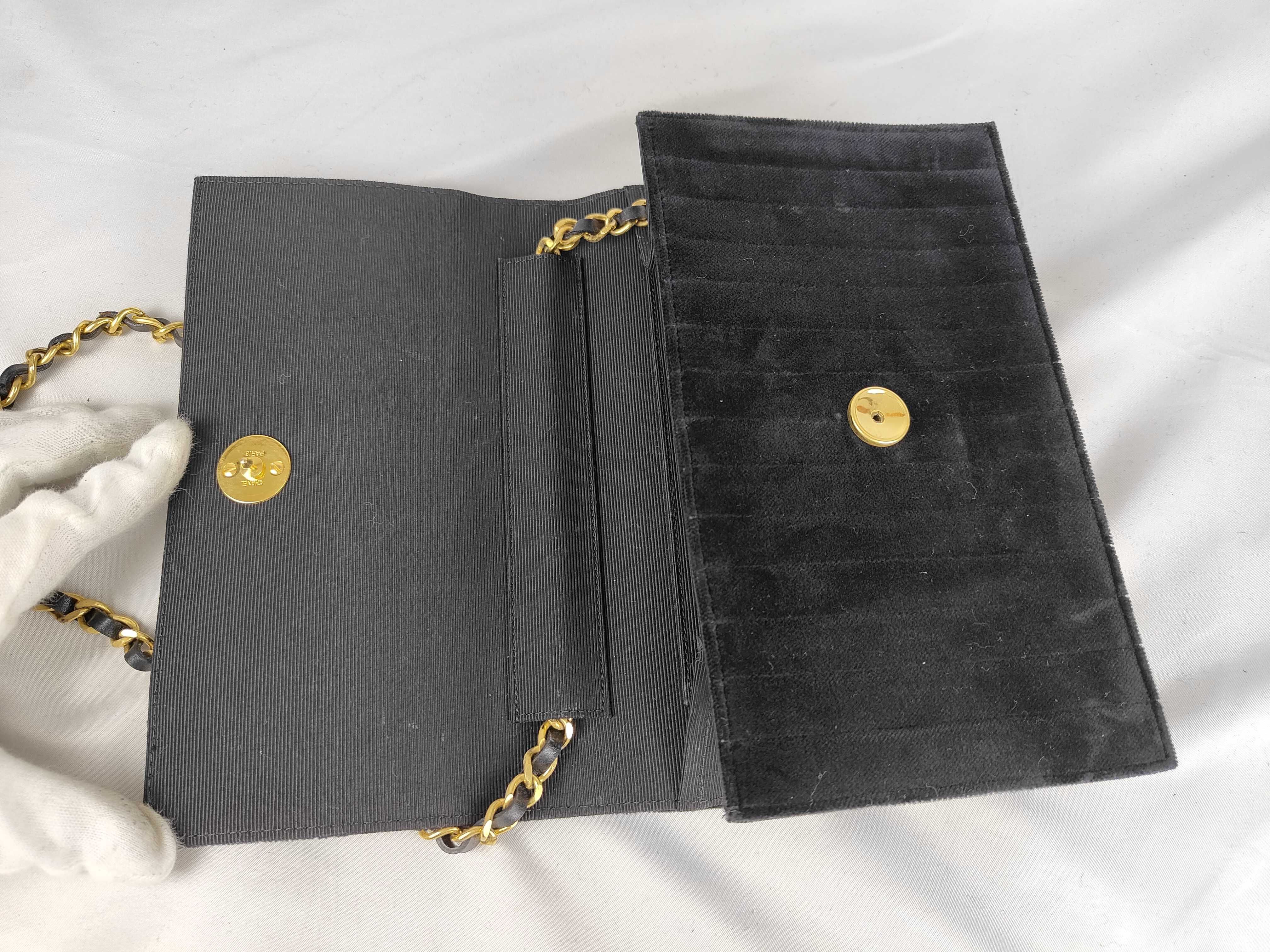 Velvet Velour Push-Lock Chain Mademoiselle Shoulder Bag — view 8