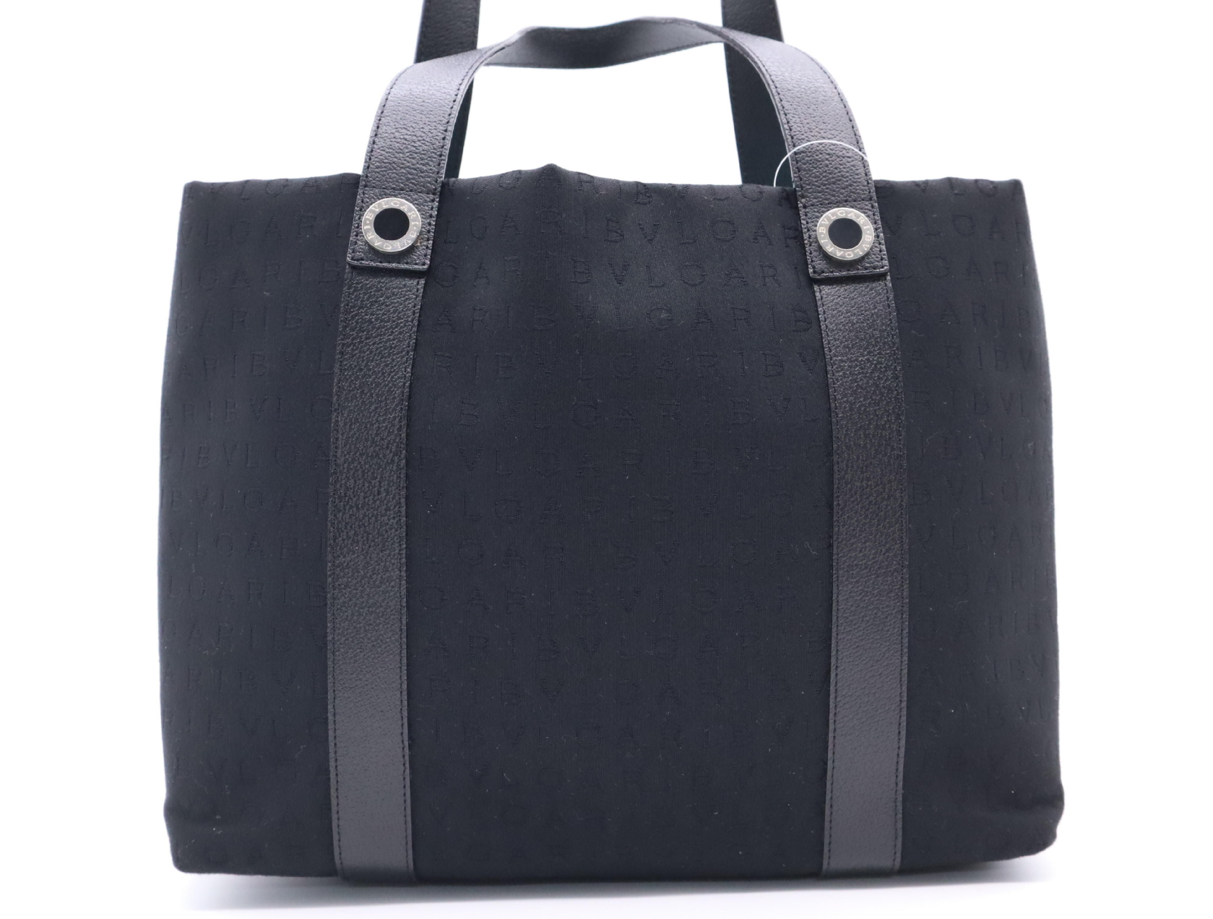 Canvas x Leather Logo Mania Tote Bag, Black, Silver Hardware, with Dust Bag — view 2