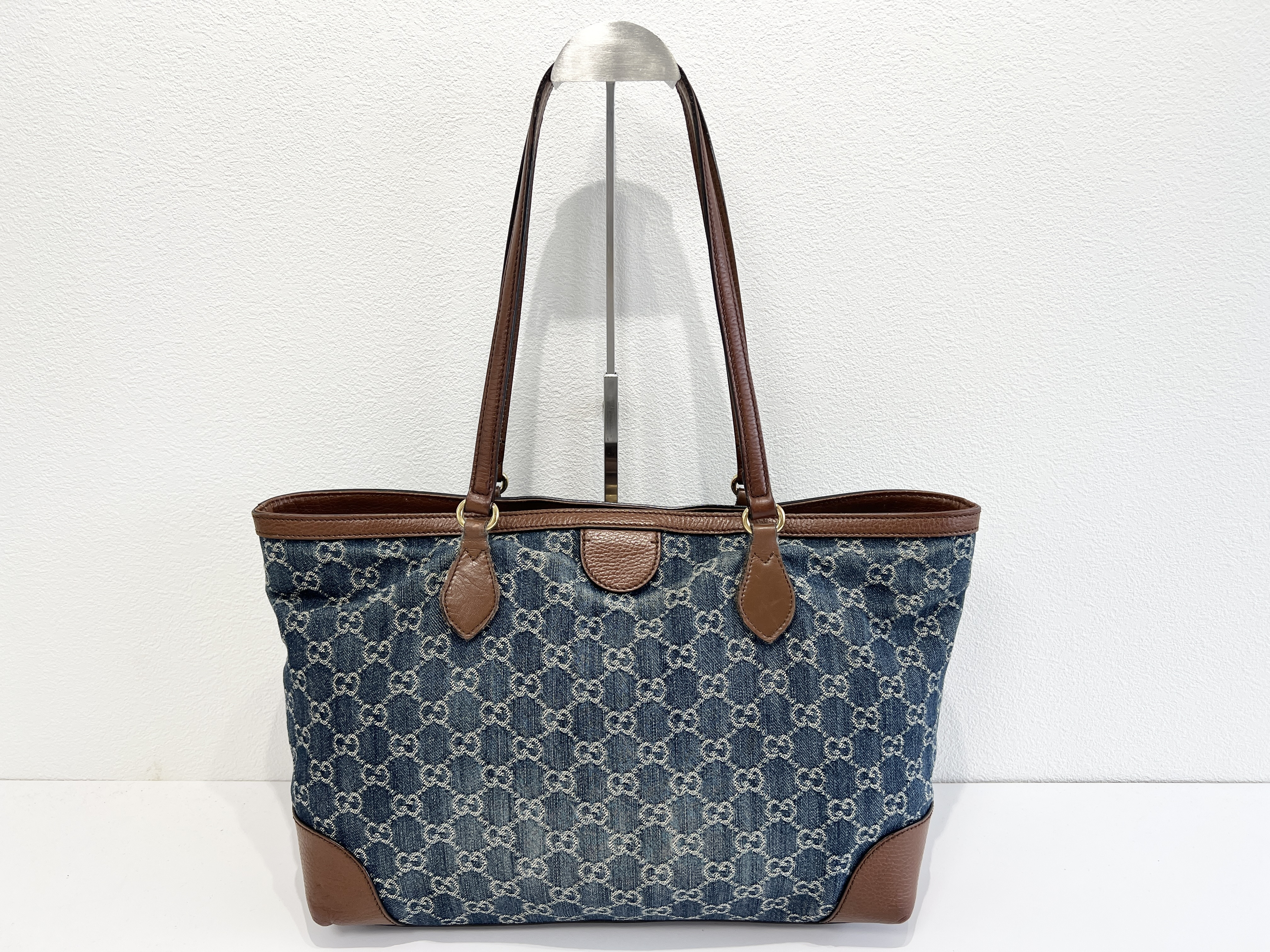 Ophidia GG Logo Denim Leather Tote Bag Shoulder Bag — view 2
