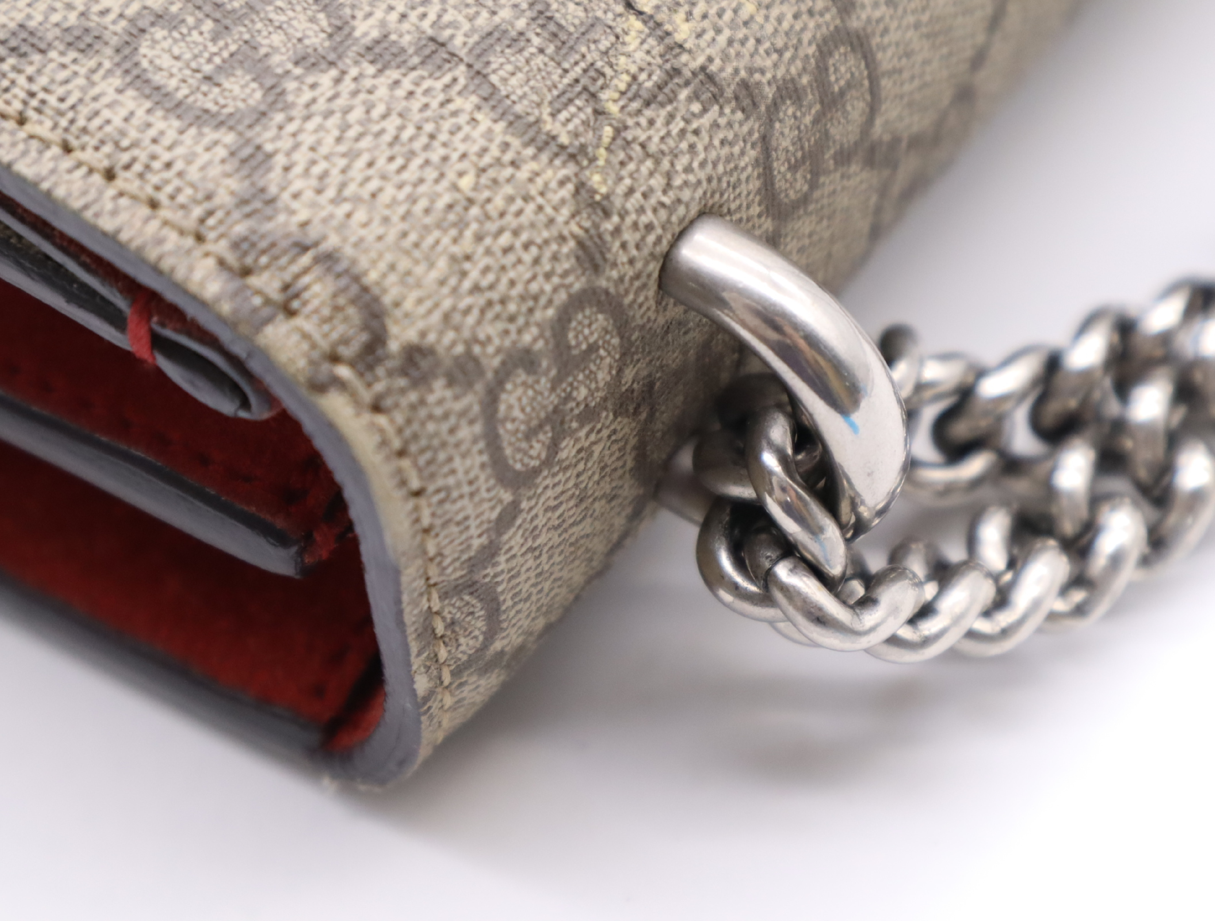 400249 Canvas x Leather Dionysus GG Supreme Chain Shoulder Bag Beige Silver Hardware Shoulder Bag — view 8