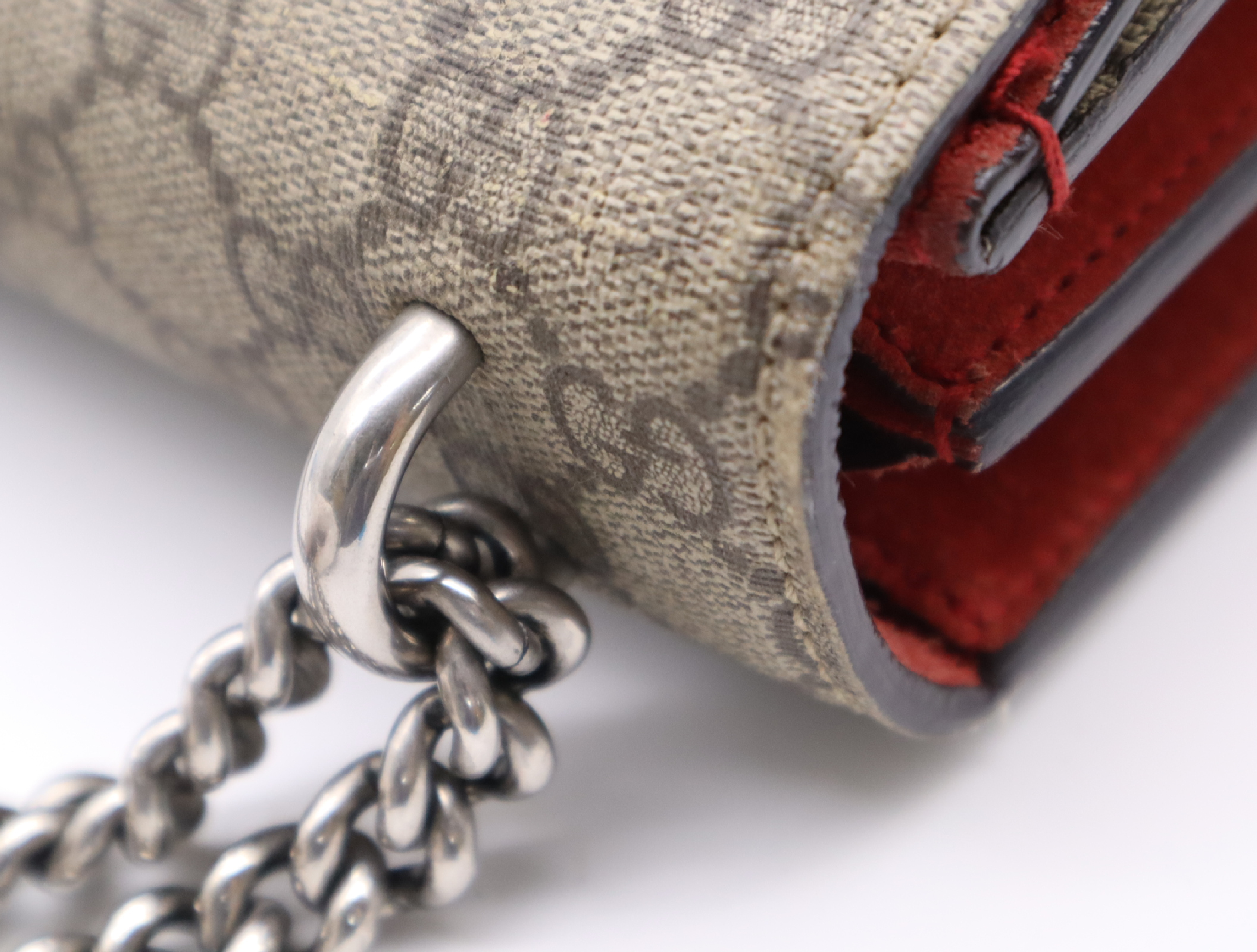 400249 Canvas x Leather Dionysus GG Supreme Chain Shoulder Bag Beige Silver Hardware Shoulder Bag — view 9