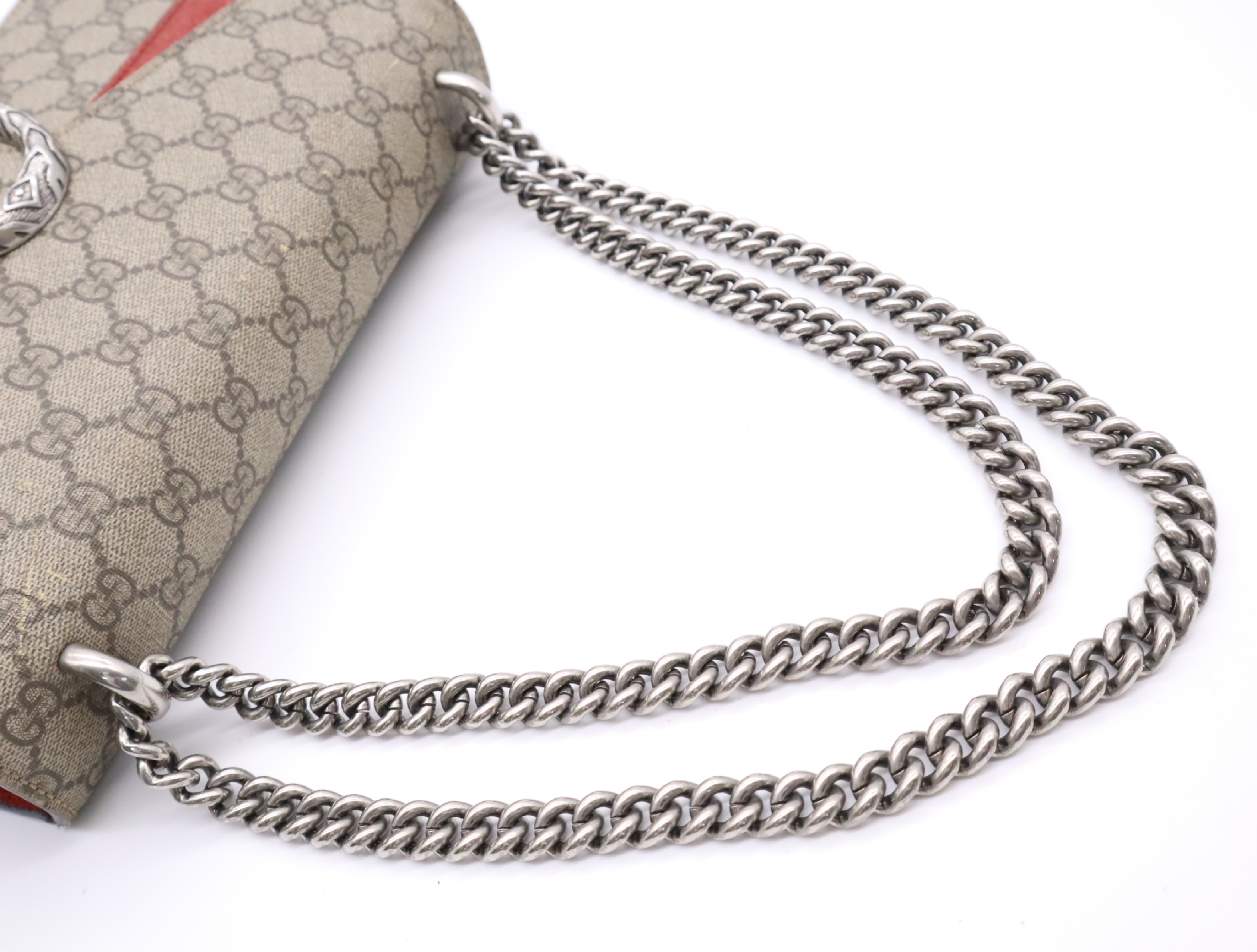 400249 Canvas x Leather Dionysus GG Supreme Chain Shoulder Bag Beige Silver Hardware Shoulder Bag — view 10