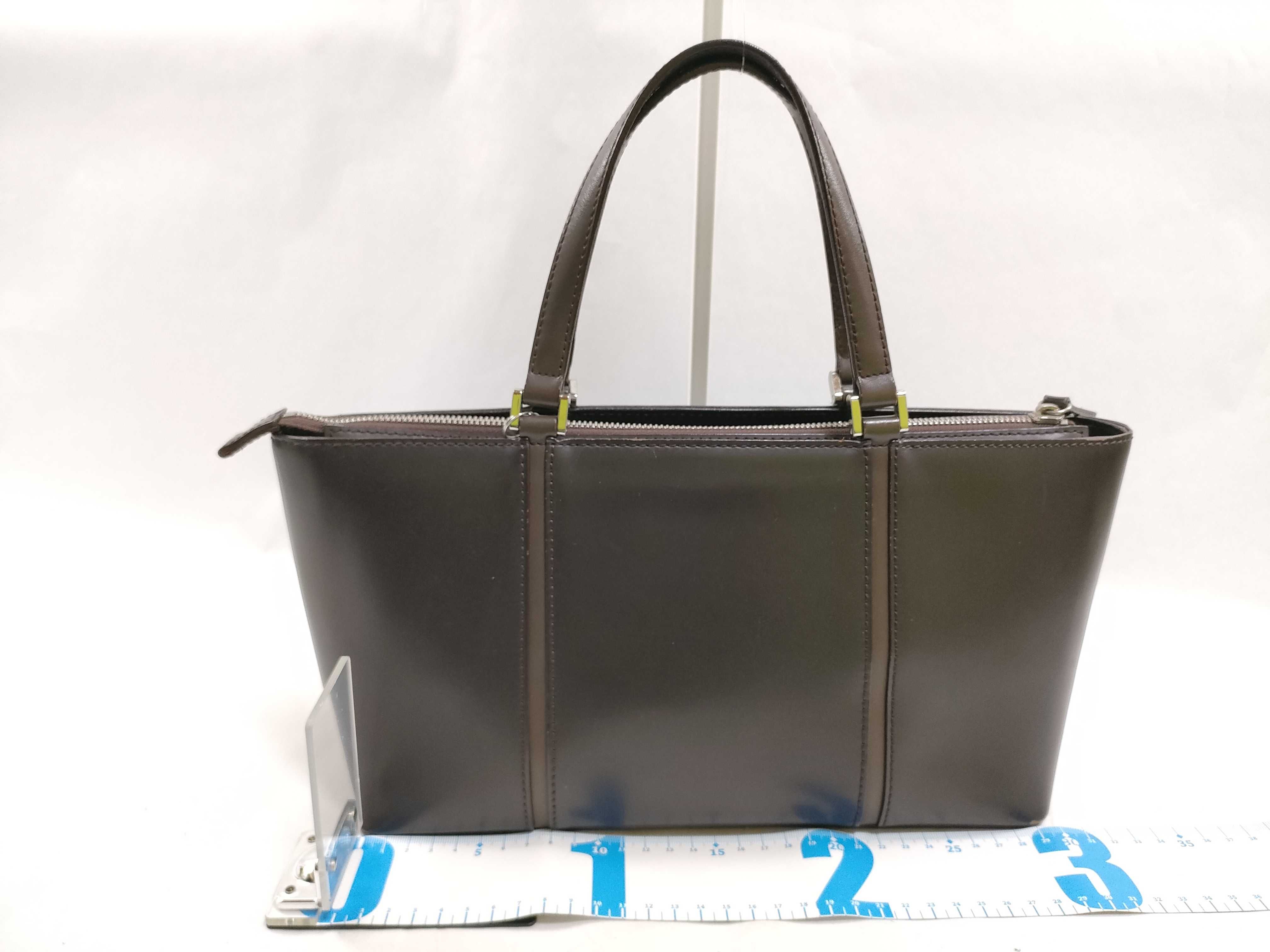 All-Leather Handbag, Dark Brown — view 2