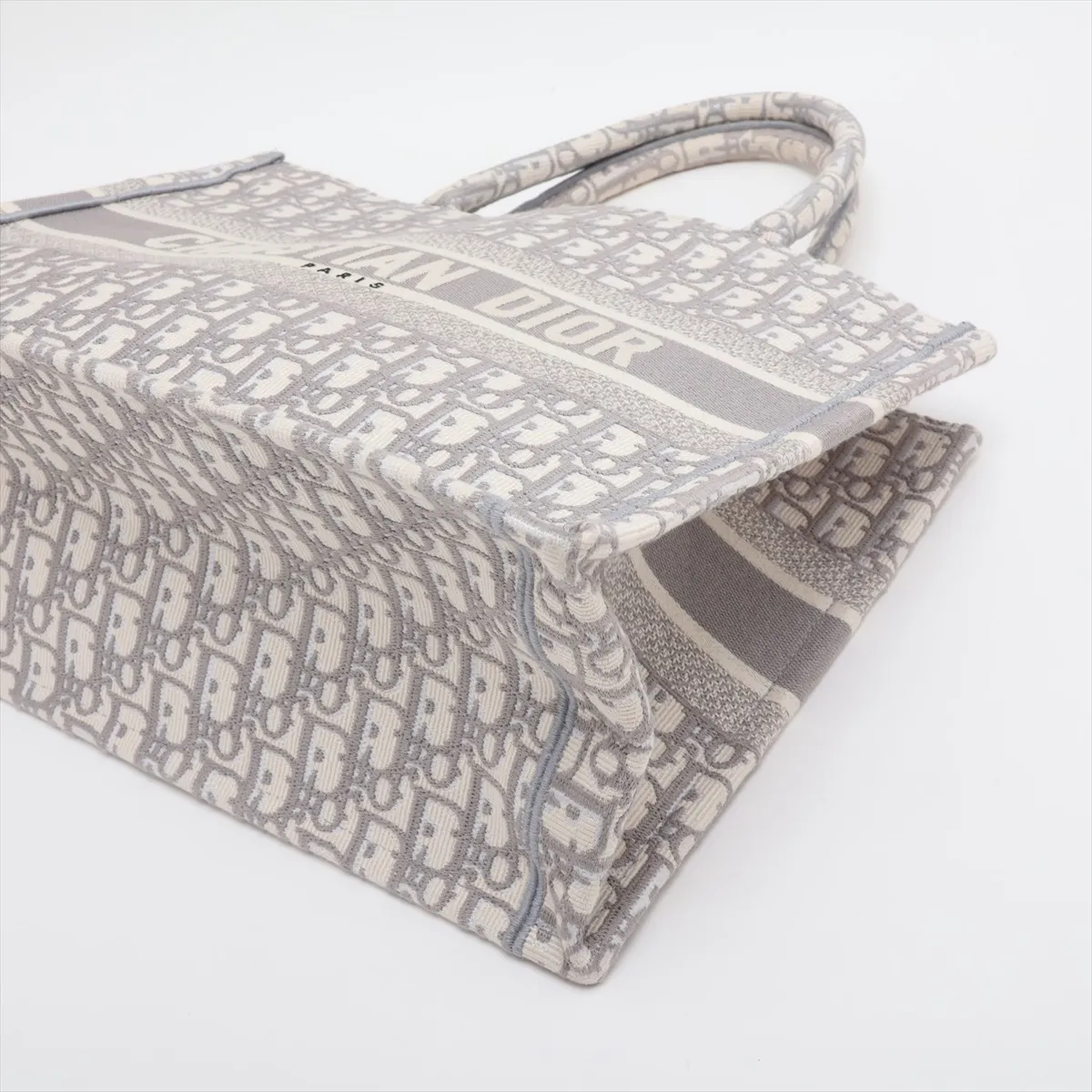 Oblique Book Tote Medium Canvas Tote Bag, Gray — view 3