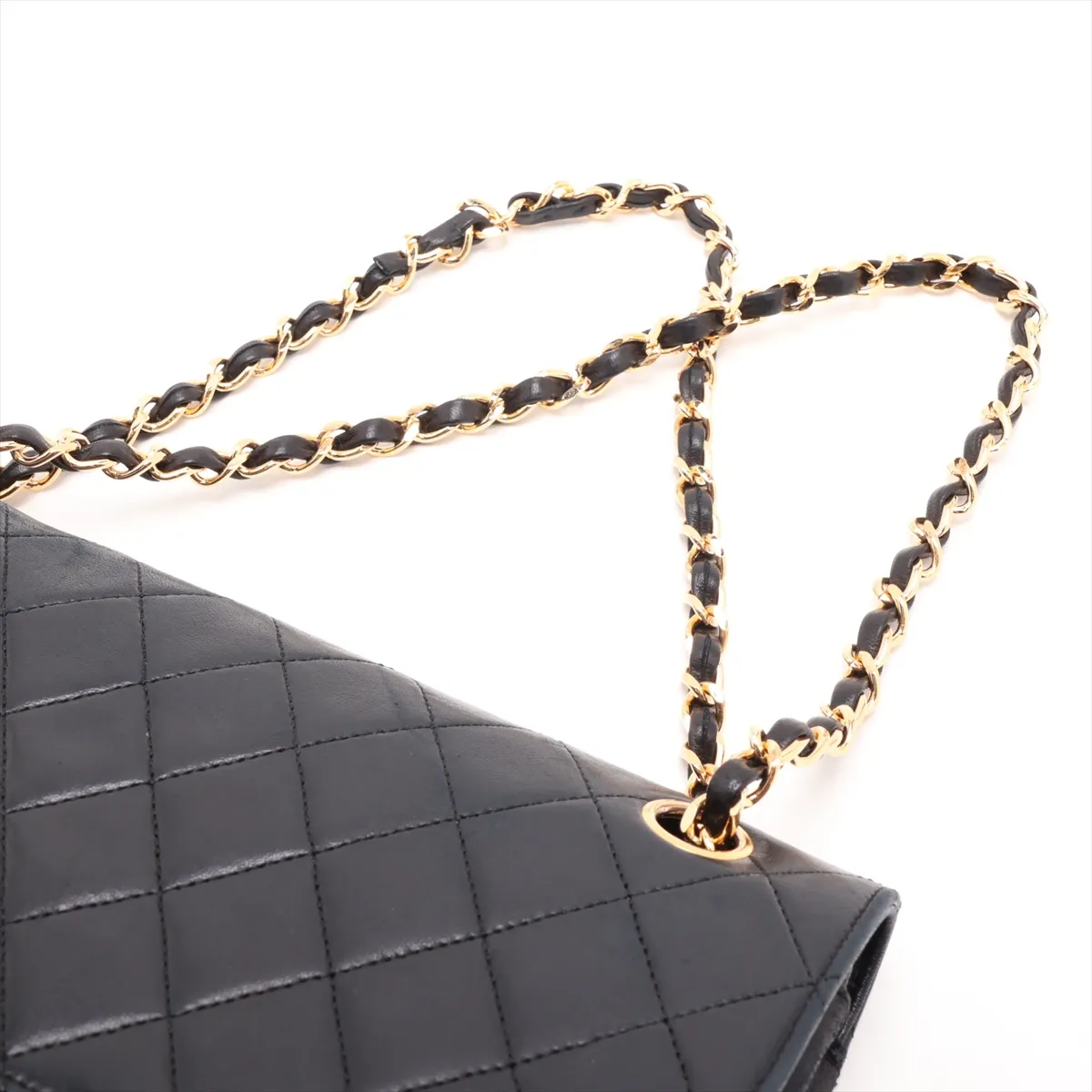 Matelassé Lambskin Double Flap Double Chain Bag, Black with Gold Hardware, 414010 (Serial Number 4-series), Aftermarket Repairs. — view 5