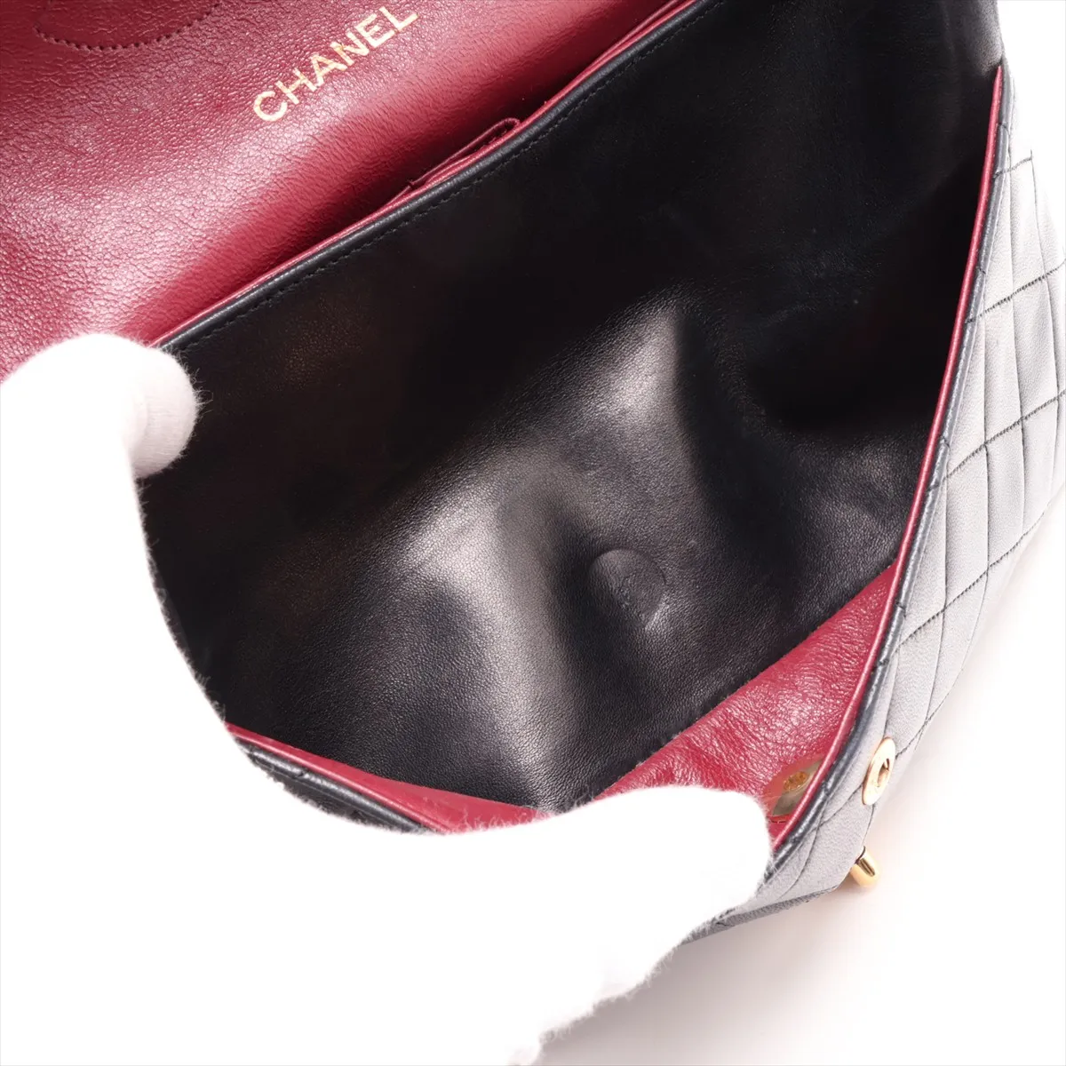 Matelassé Lambskin Double Flap Double Chain Bag, Black with Gold Hardware, 414010 (Serial Number 4-series), Aftermarket Repairs. — view 6