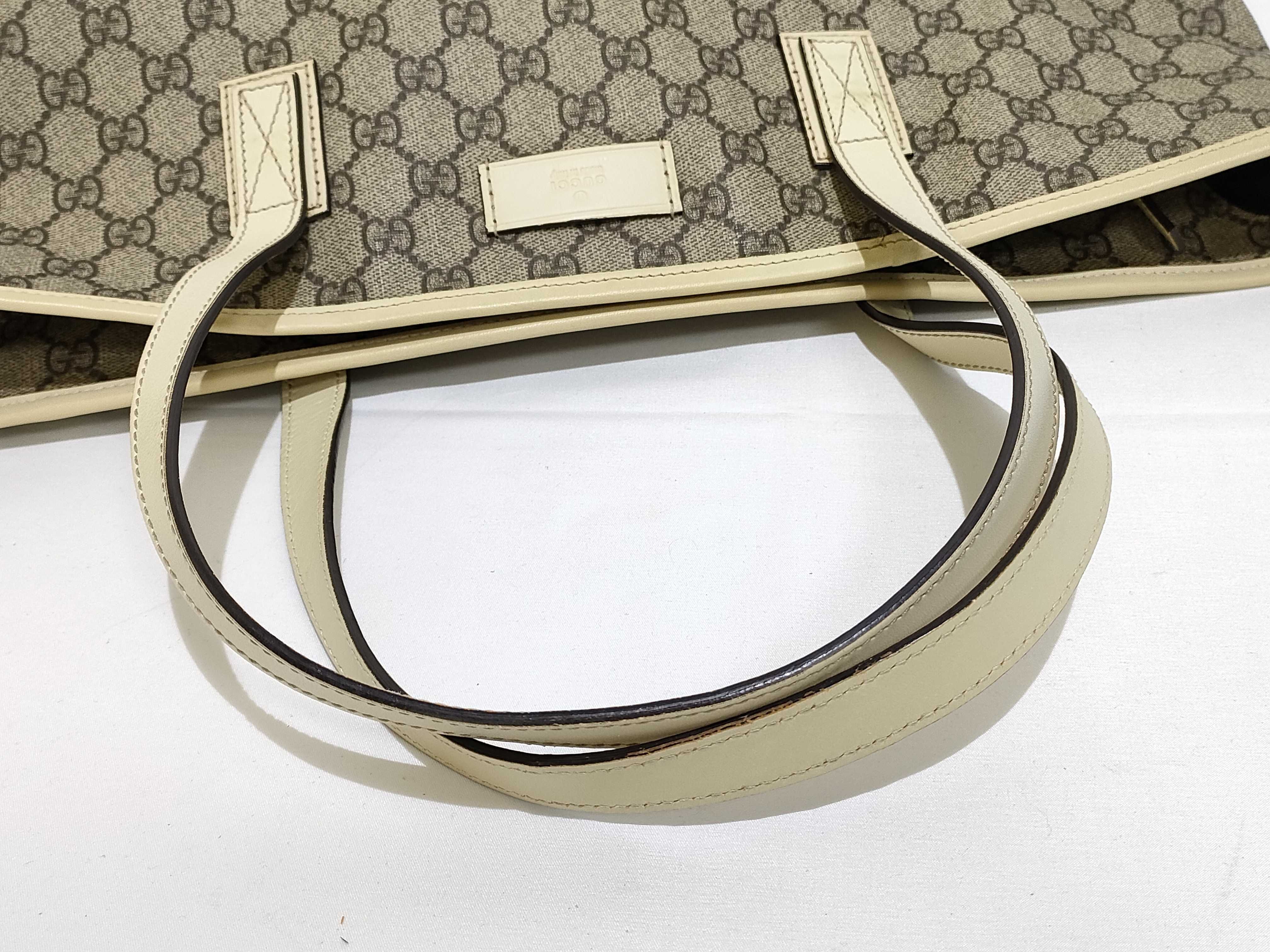 GG Supreme PVC x Leather Tote Bag, Beige, 211137 Tote Bag — view 3