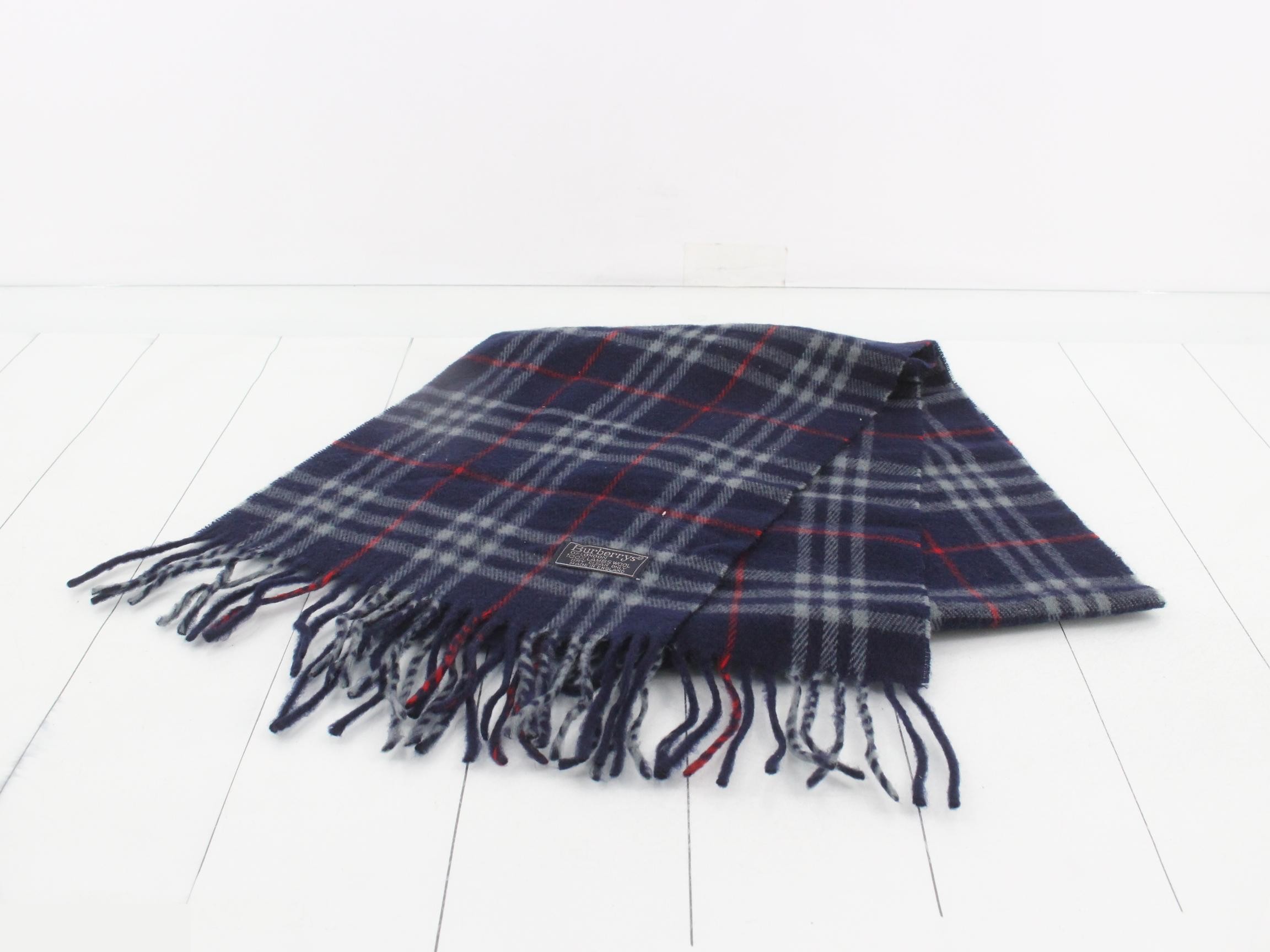 Nova Check Scarf, Navy, 100% Wool — view 2