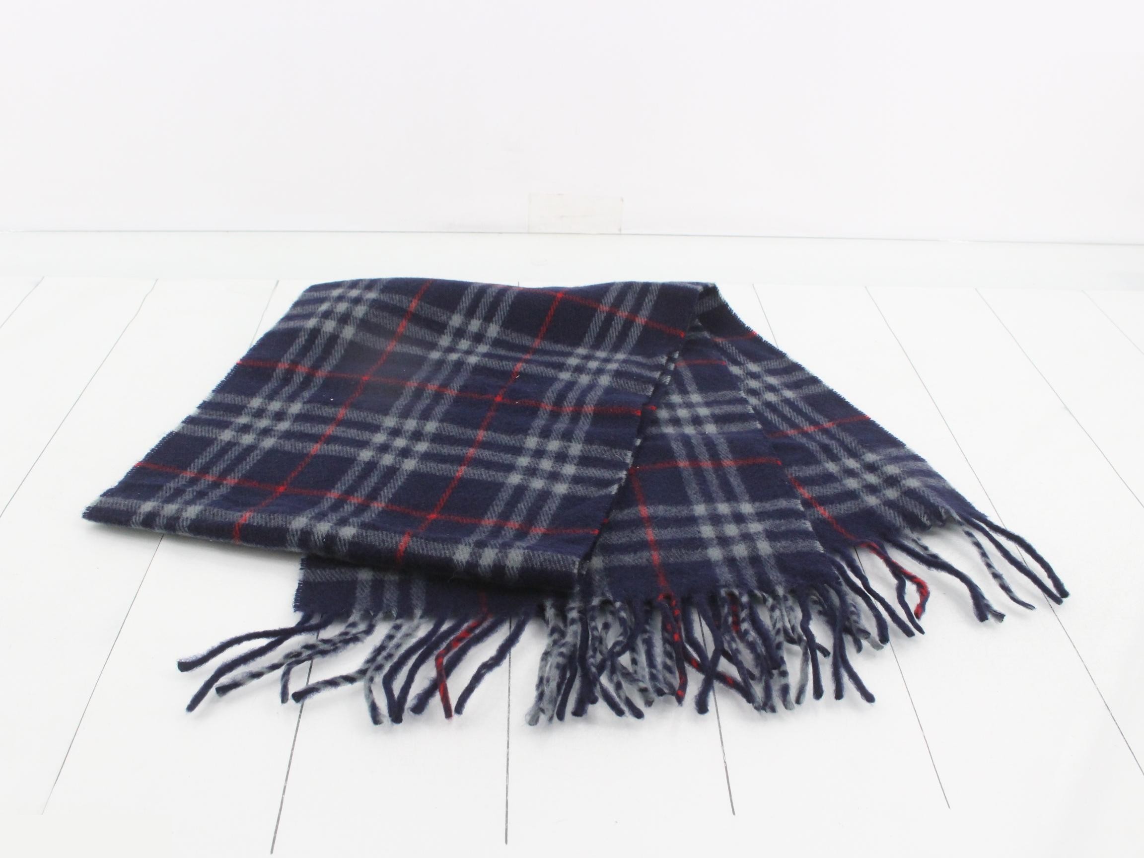 Nova Check Scarf, Navy, 100% Wool — view 3