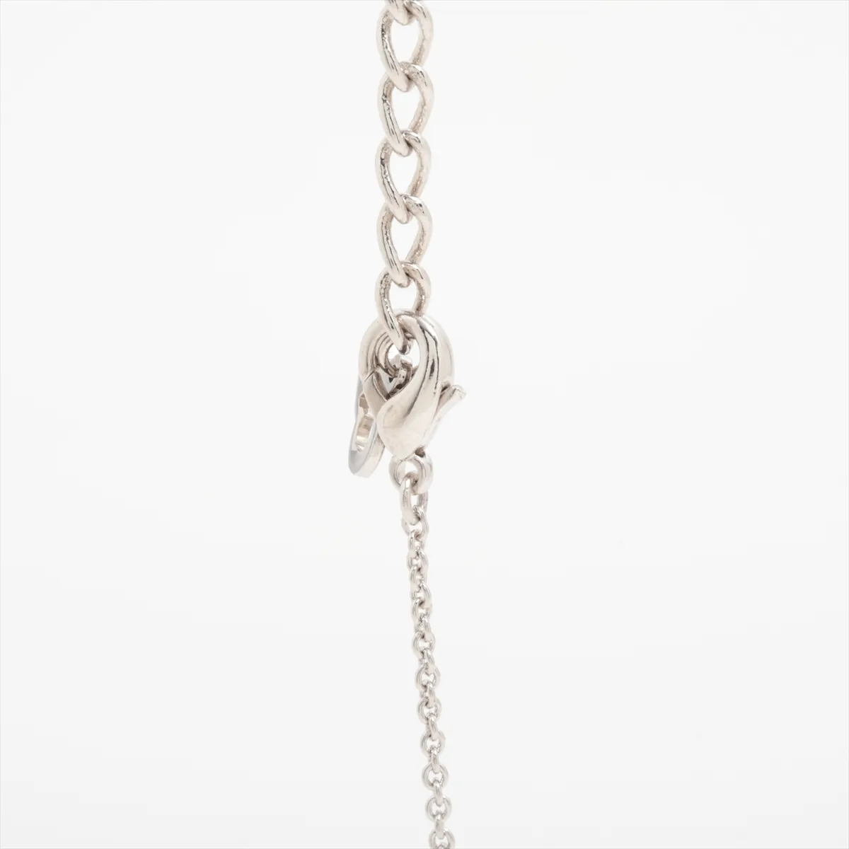 necklace, metal and rhinestones, silver, — view 3