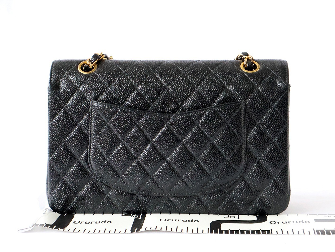 Caviar leather Matelassé 25 Double flap Double chain shoulder bag, black — view 2