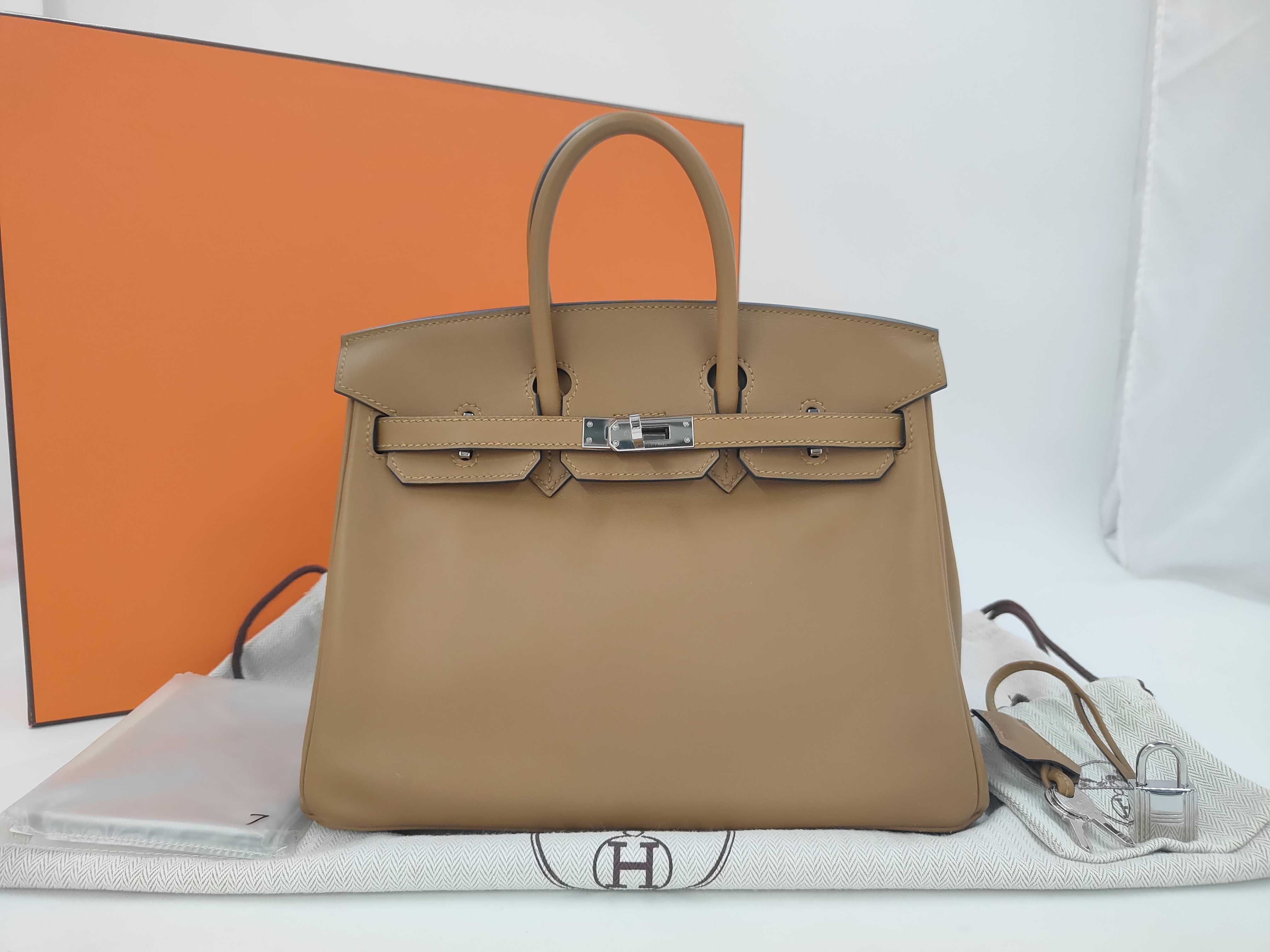 Birkin 25 Biscuit Silver Hardware (Stamped) Handbag
