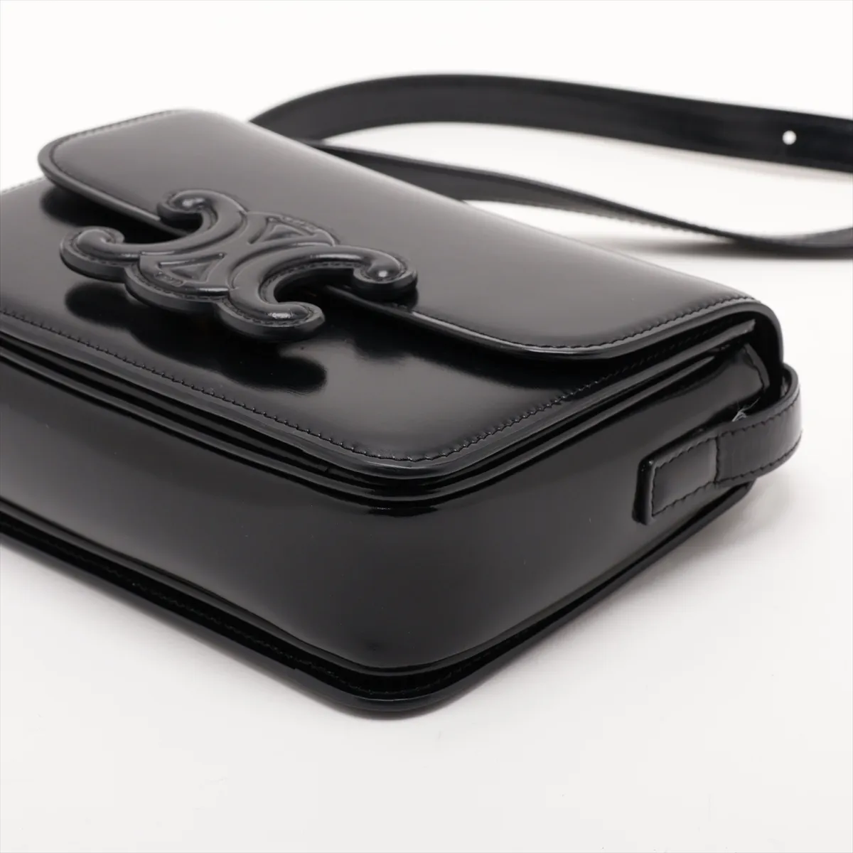 Cuir Triomphe Teen Leather Shoulder Bag, Black — view 3