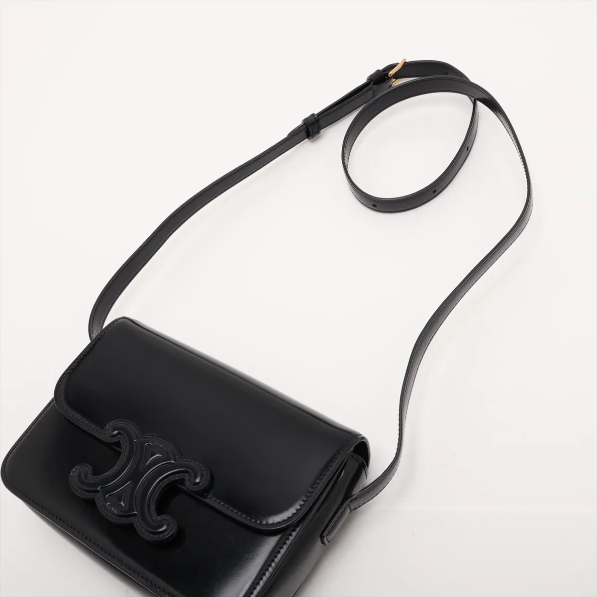 Cuir Triomphe Teen Leather Shoulder Bag, Black — view 5