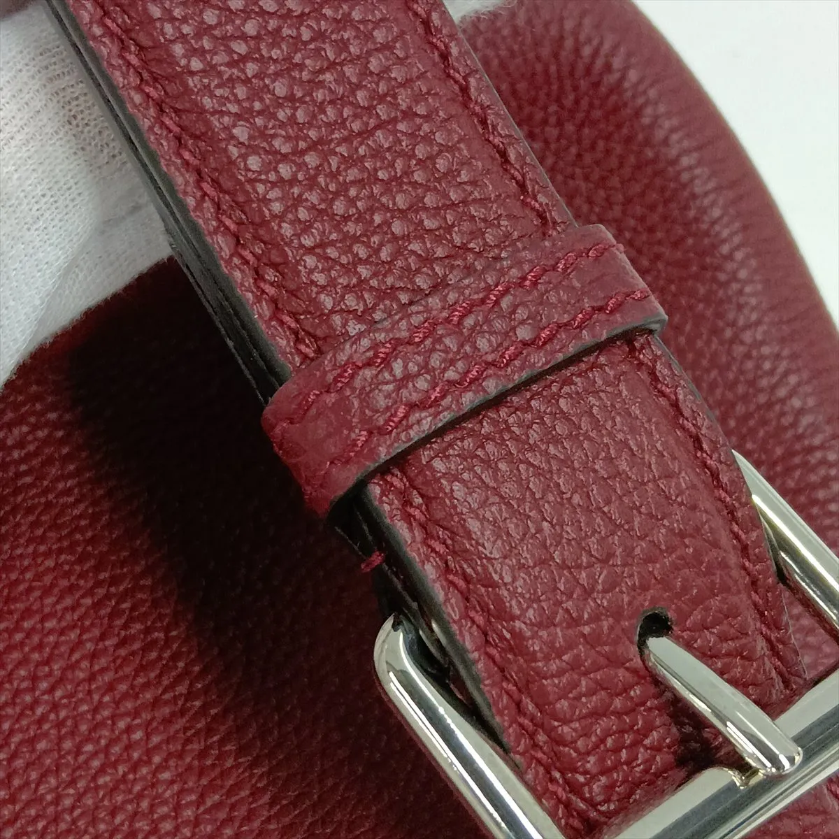 801041 Leather Shoulder Bag, Bordeaux — view 11