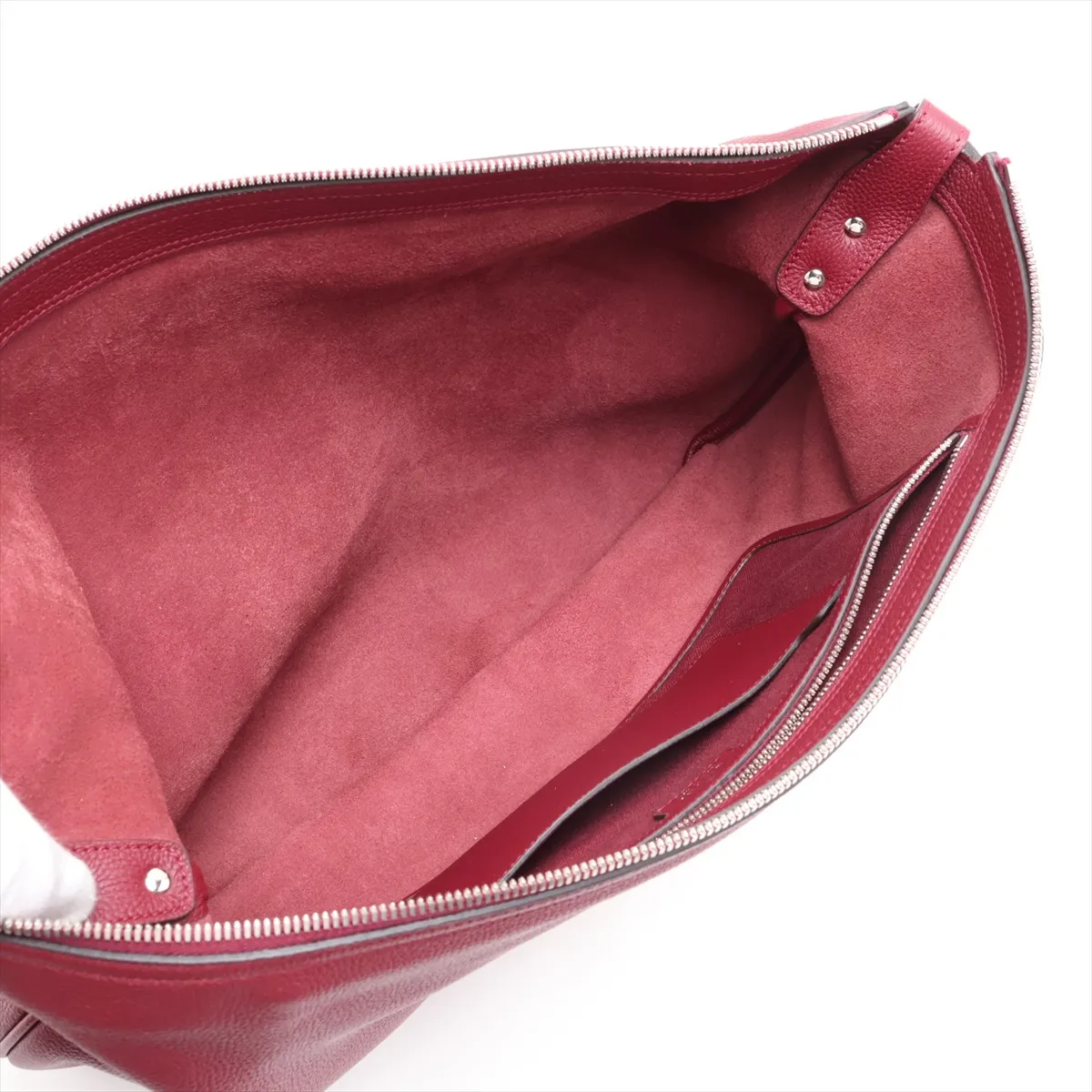 801041 Leather Shoulder Bag, Bordeaux — view 6