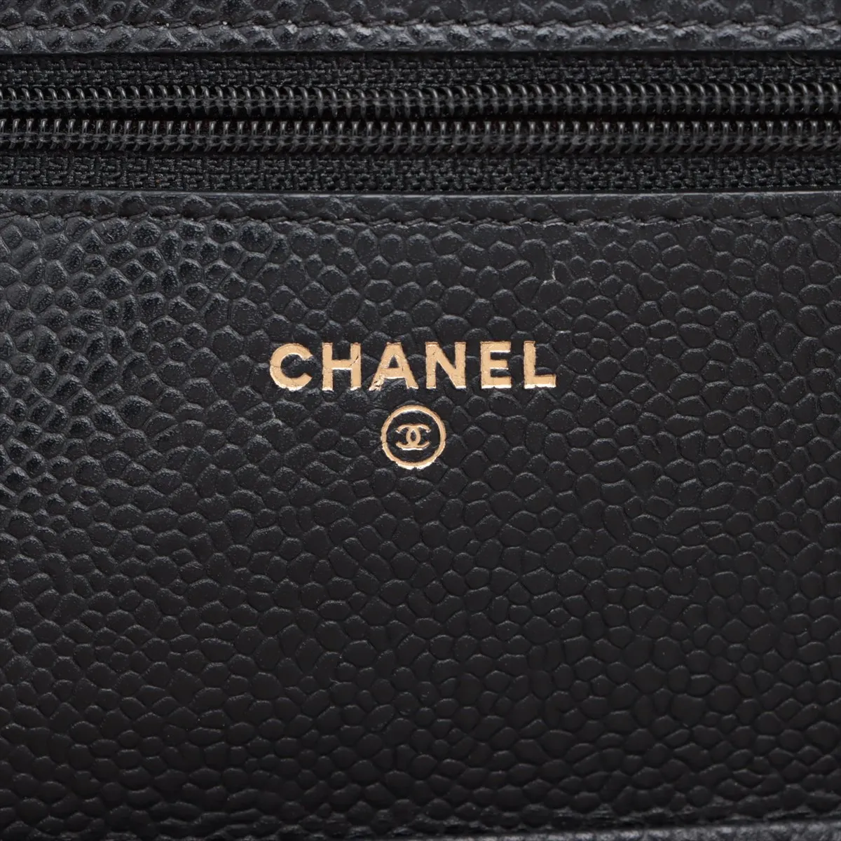 Matelassé Caviar Skin Chain Wallet, Black with Gold Hardware, 24737535, Serial Number 24 — view 12