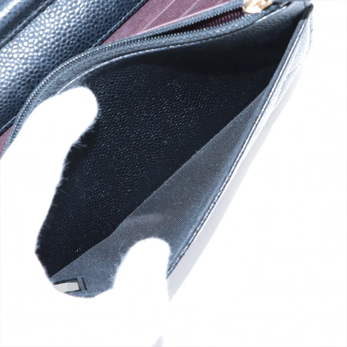 Matelassé Caviar Skin Chain Wallet, Black with Gold Hardware, 24737535, Serial Number 24 — view 9