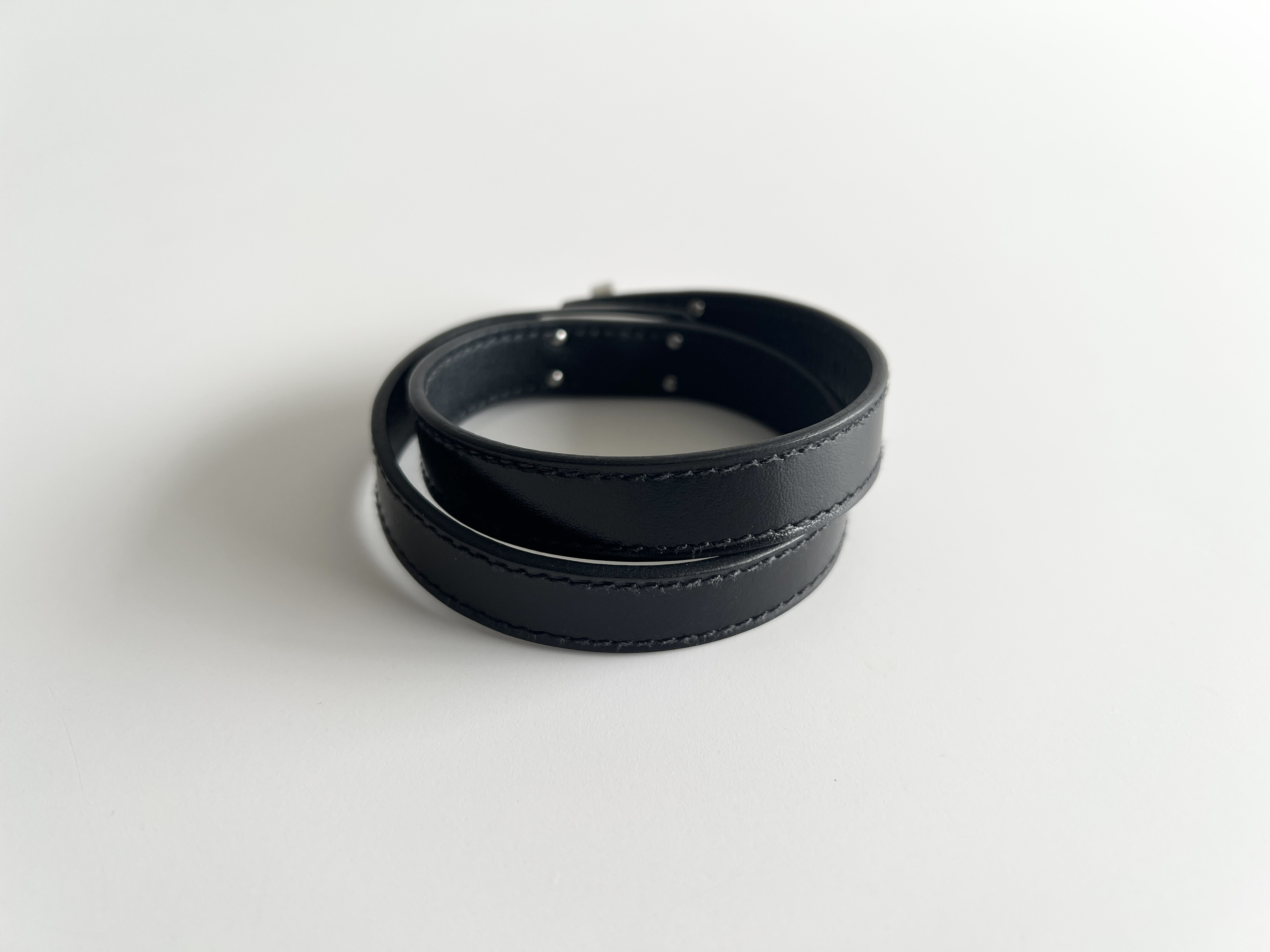 Kelly W stamp Double Tour Leather Bracelet/Bangle — view 3