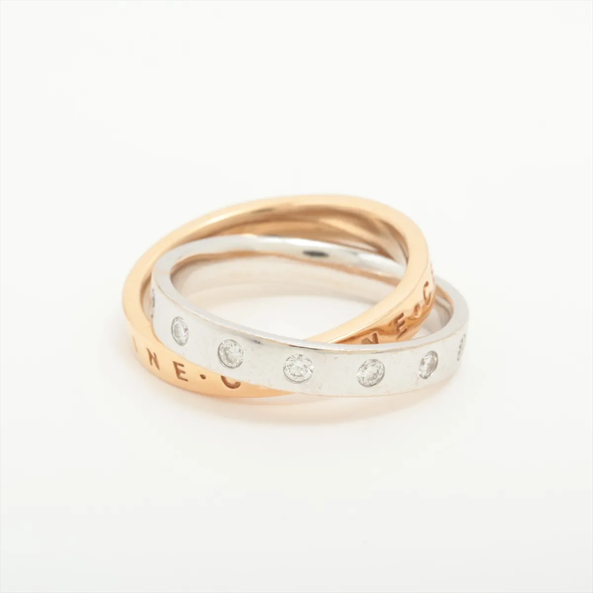 diamond ring 750 (PG x WG) 8.2g dents small stone chips distortion — view 2