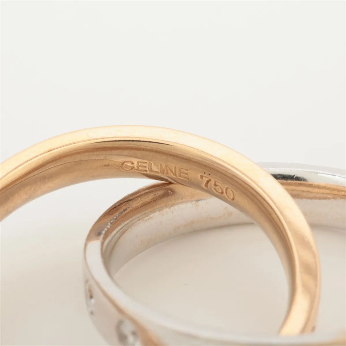 diamond ring 750 (PG x WG) 8.2g dents small stone chips distortion — view 3