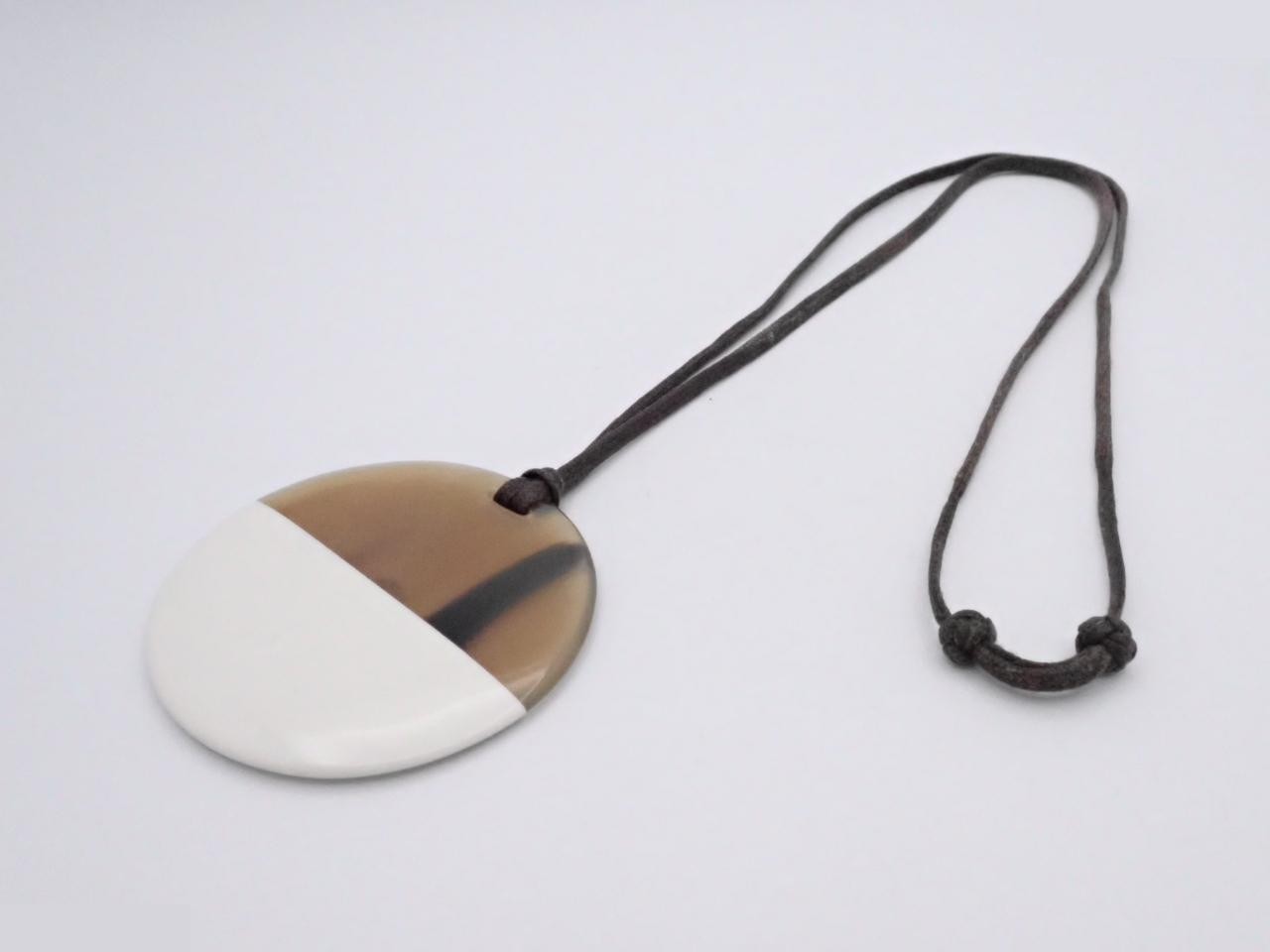 Buffalo horn minimalist city necklace, cord approximately 80cm long. — view 3