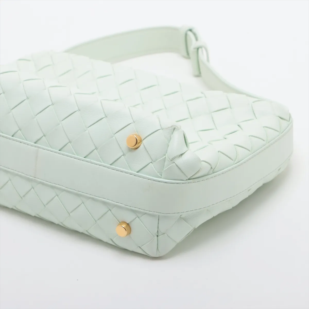 Intrecciato Mini Wallace Leather Handbag, Green — view 3