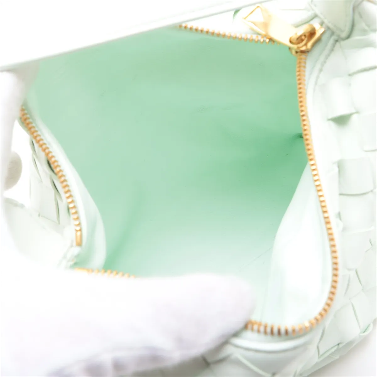 Intrecciato Mini Wallace Leather Handbag, Green — view 7