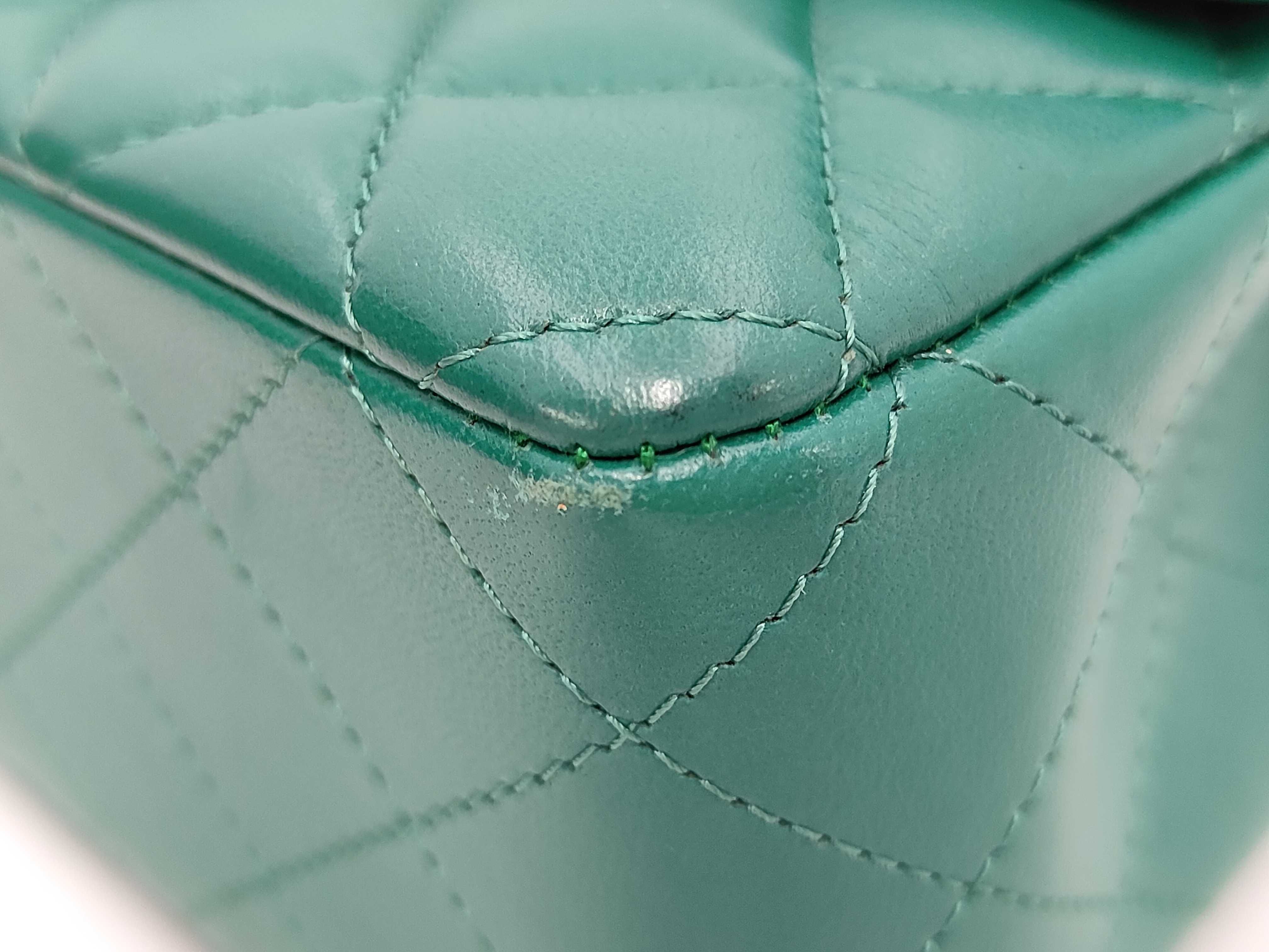 Mini Matelassé Chain Shoulder Bag, Lambskin, Green, Silver Hardware. — view 5