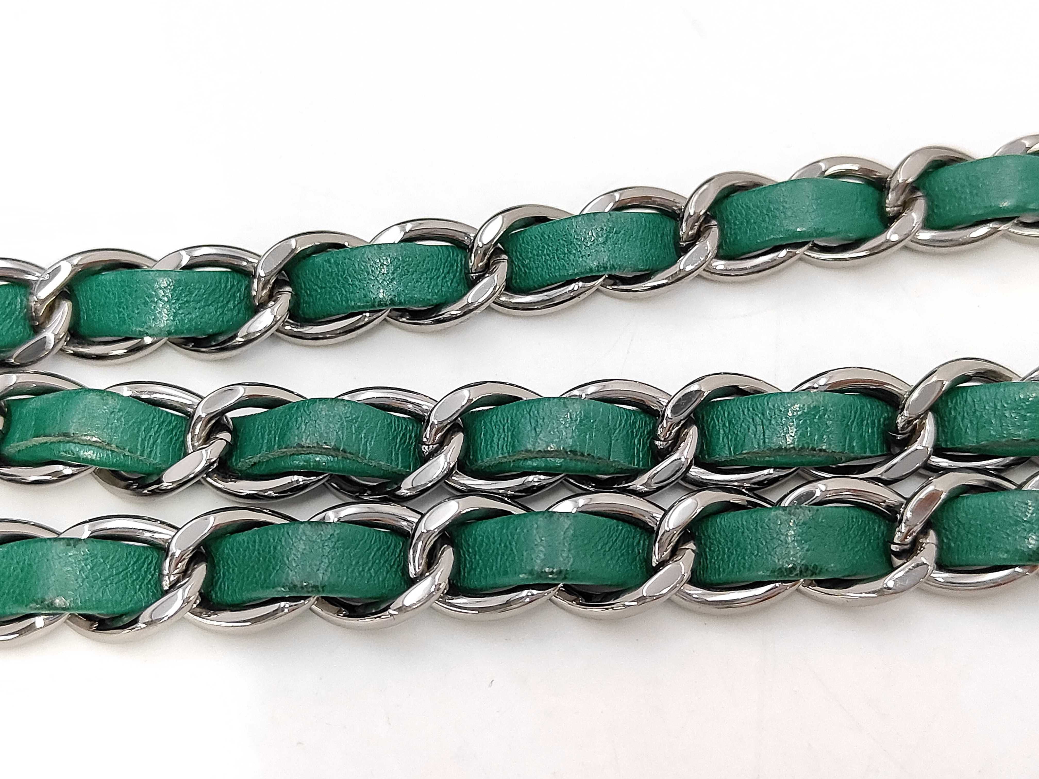 Mini Matelassé Chain Shoulder Bag, Lambskin, Green, Silver Hardware. — view 8