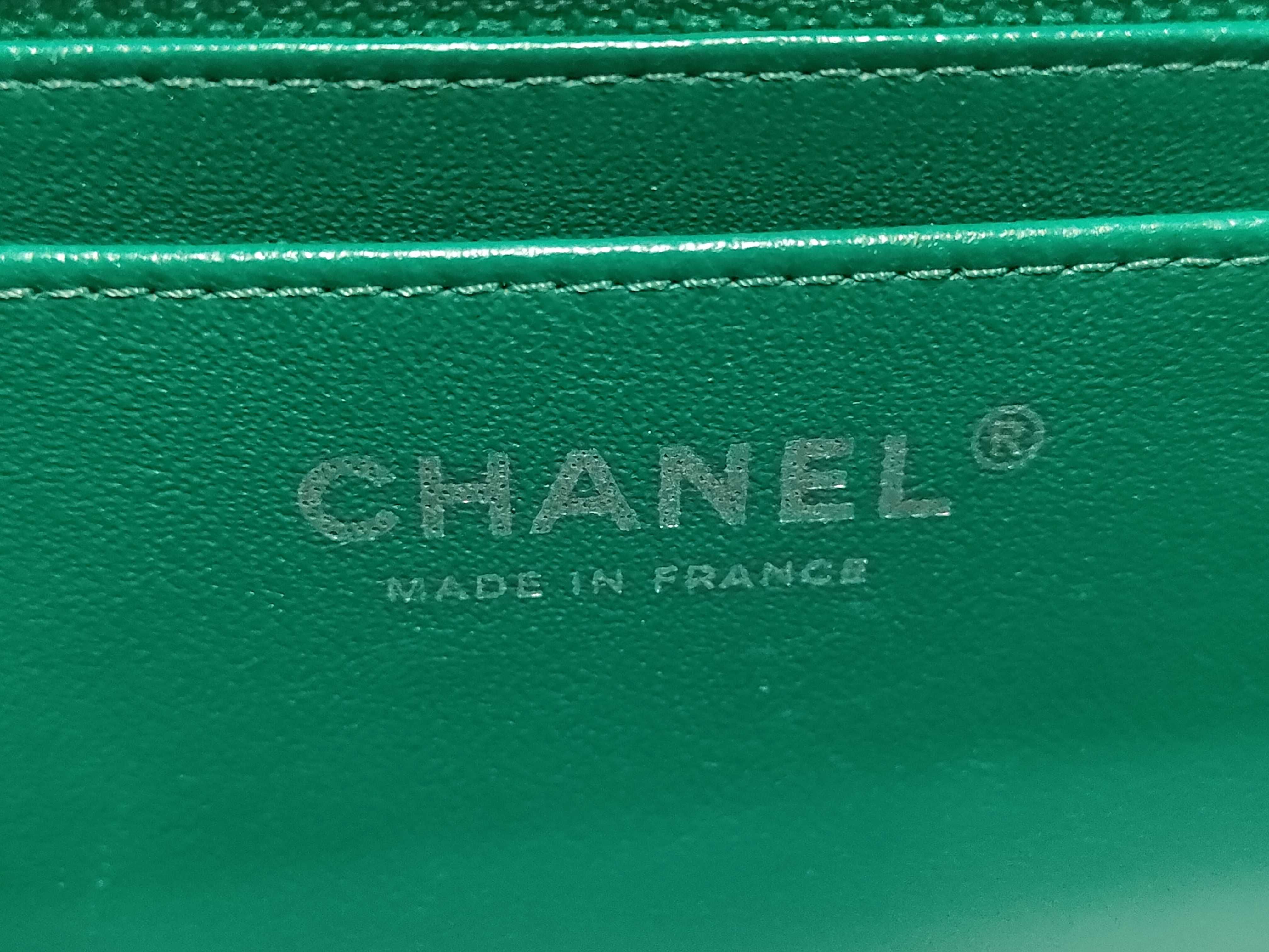 Mini Matelassé Chain Shoulder Bag, Lambskin, Green, Silver Hardware. — view 10