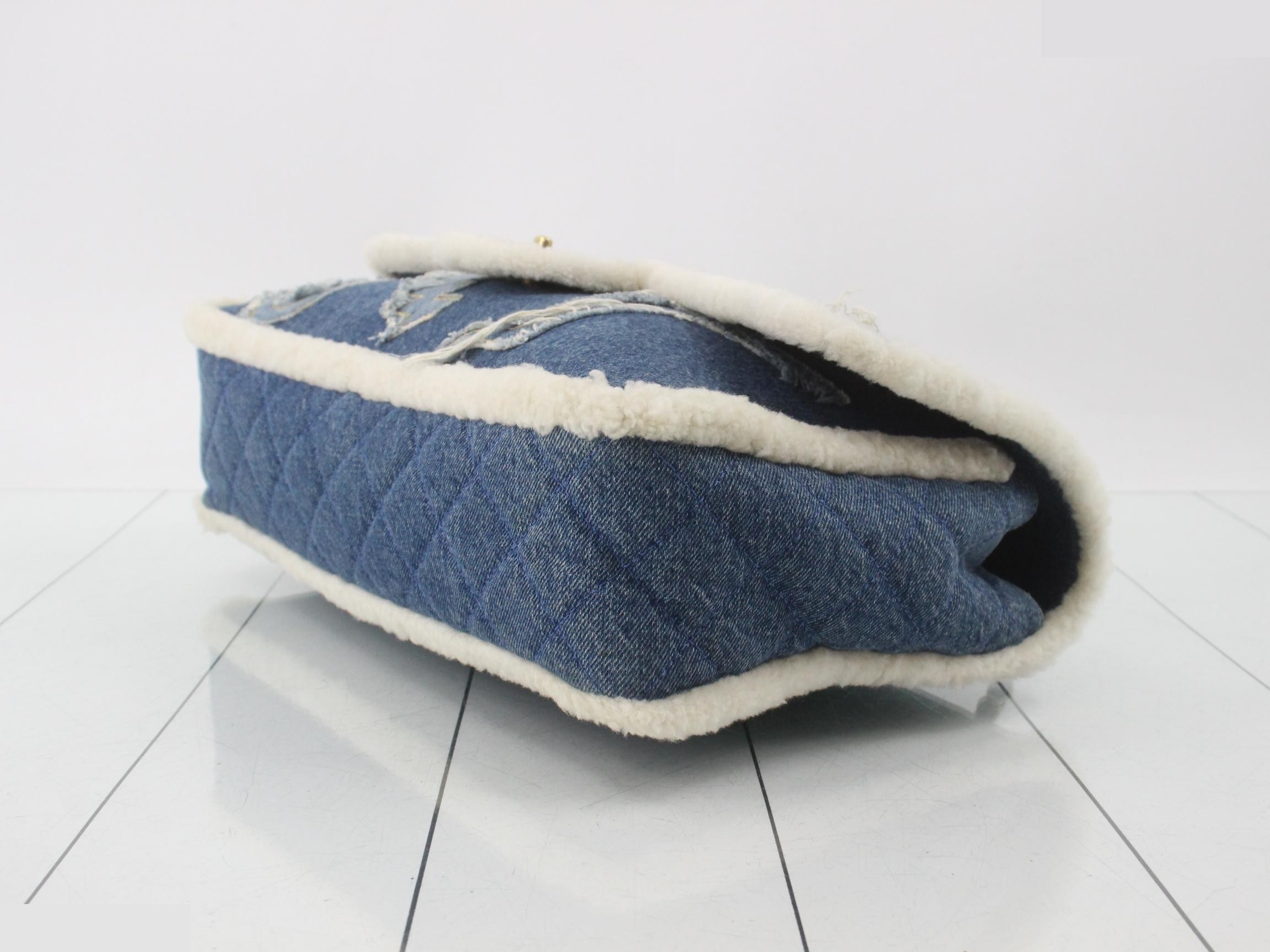 Denim x Shearling Maxi Airline Shoulder Bag — view 6