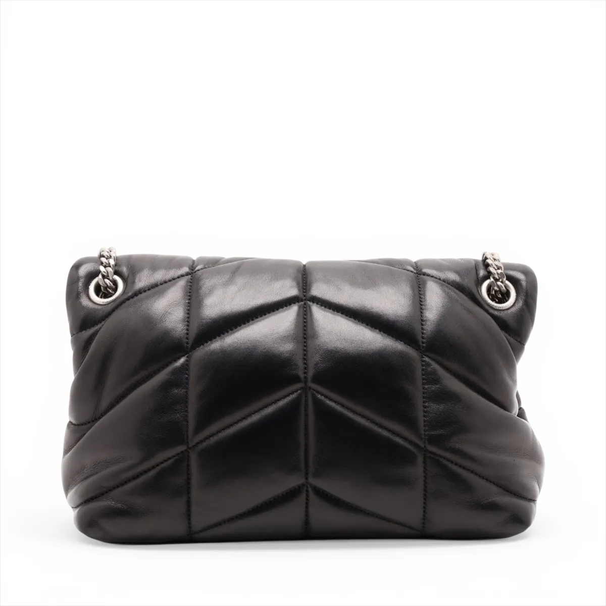 Lulu Puffer Leather Chain Shoulder Bag, Black 577476 — view 2