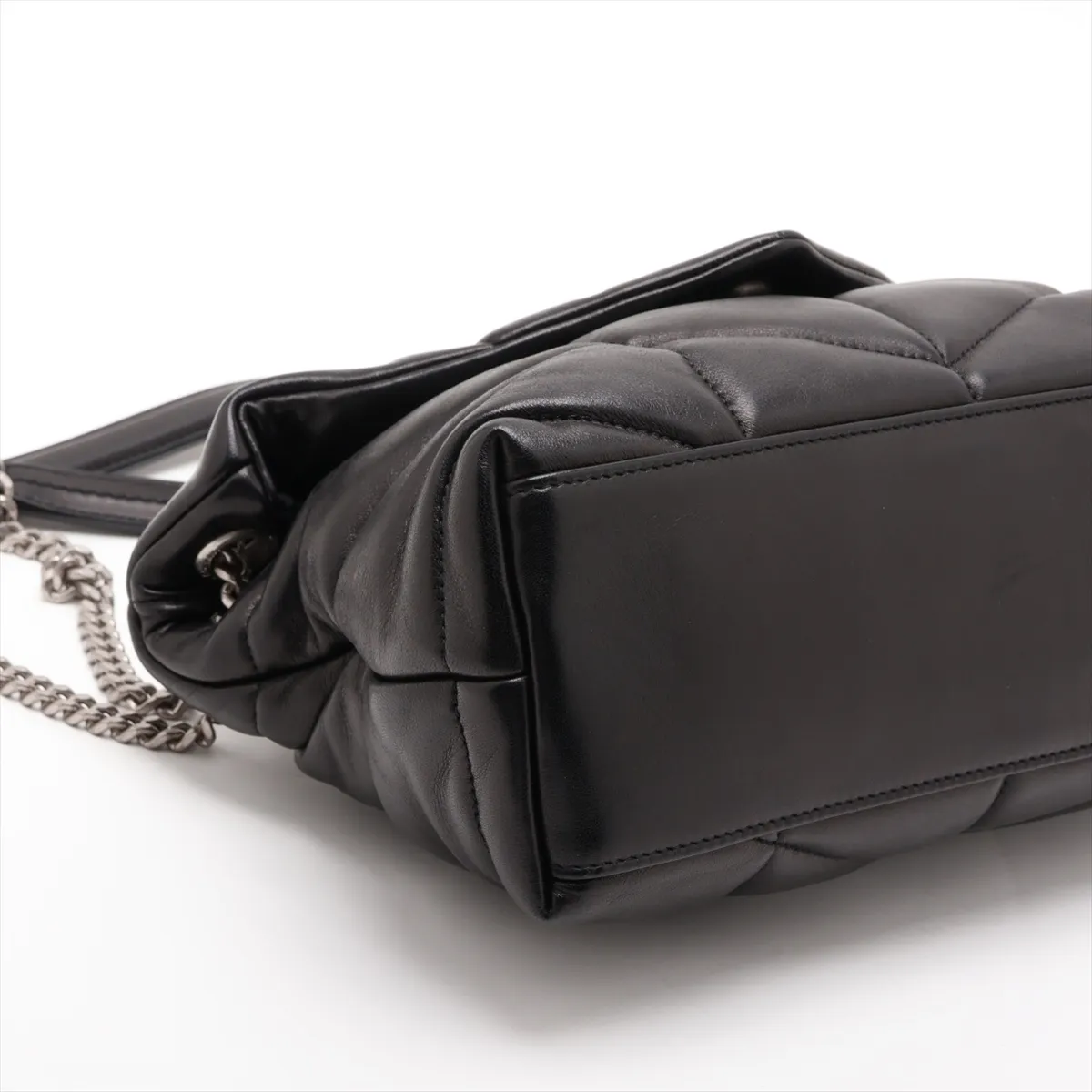 Lulu Puffer Leather Chain Shoulder Bag, Black 577476 — view 4