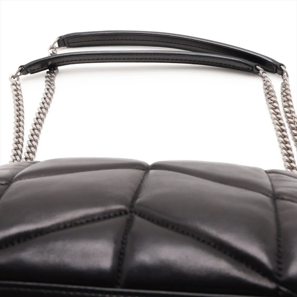 Lulu Puffer Leather Chain Shoulder Bag, Black 577476 — view 6