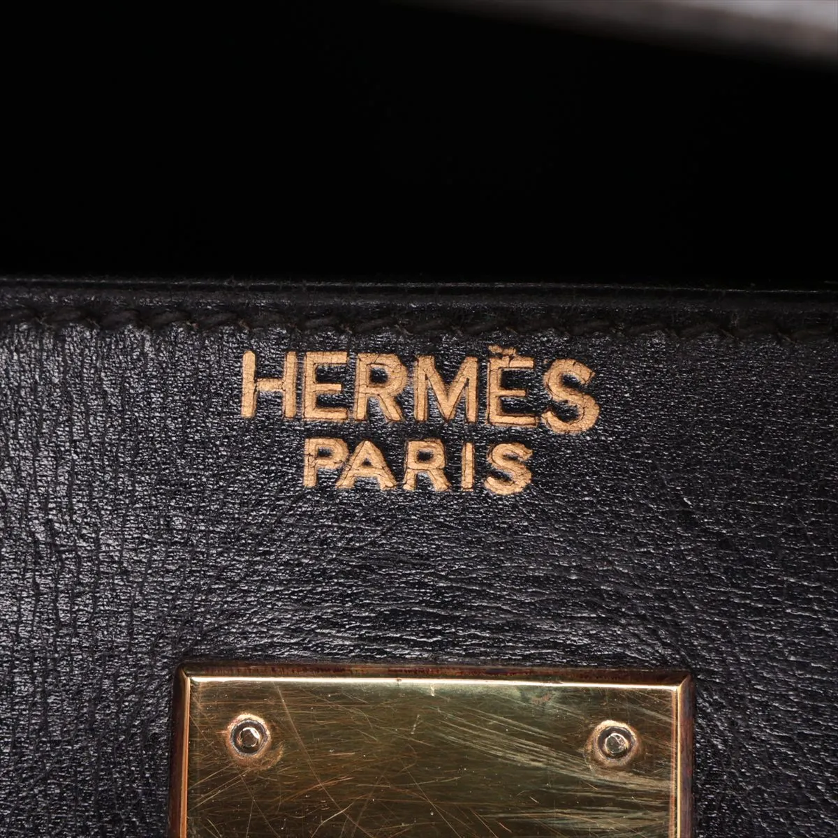 [Individually packaged] Hermes Kelly 32 Retourne Box Calf Black Gold Hardware (Stamp unclear) — view 9