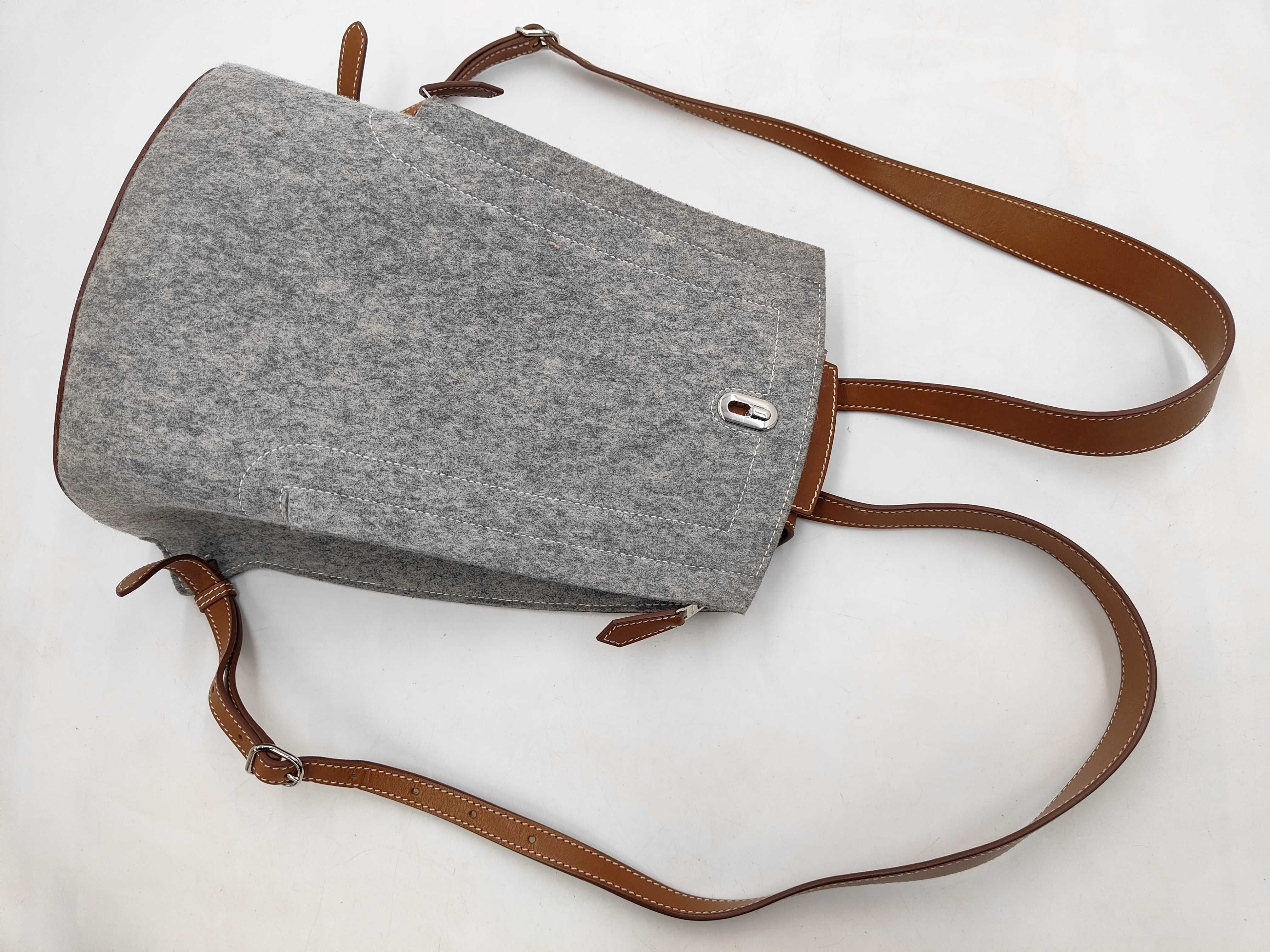 Sac à Dos GR24 Felt x Barenia Leather Silver Hardware Grey x Fauve X Stamp Backpack — view 4