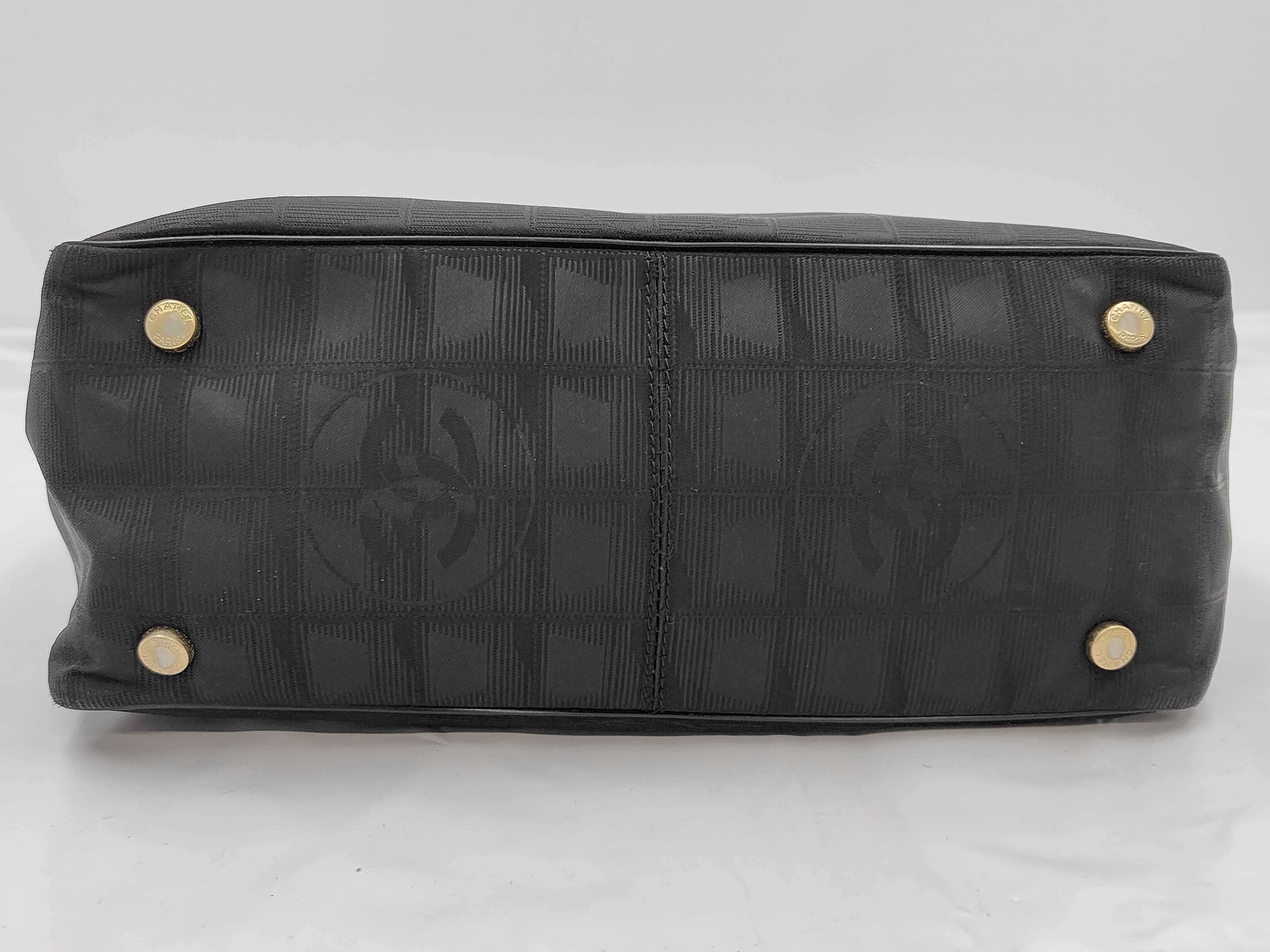 New Travel Line Nylon x Leather Tote Bag, Black with Gold Hardware, 8907033 (Serial Number 8) — view 7