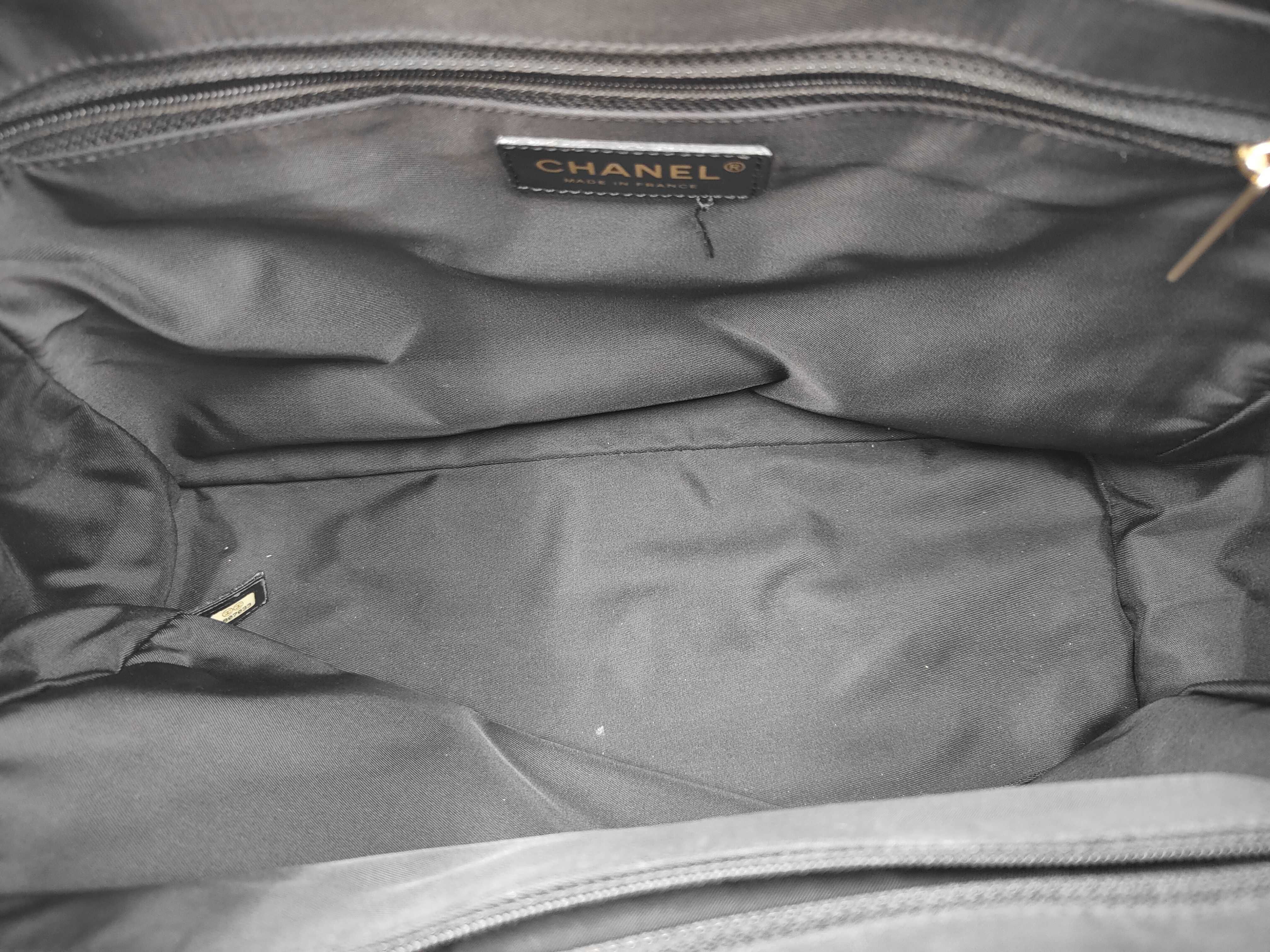 New Travel Line Nylon x Leather Tote Bag, Black with Gold Hardware, 8907033 (Serial Number 8) — view 9