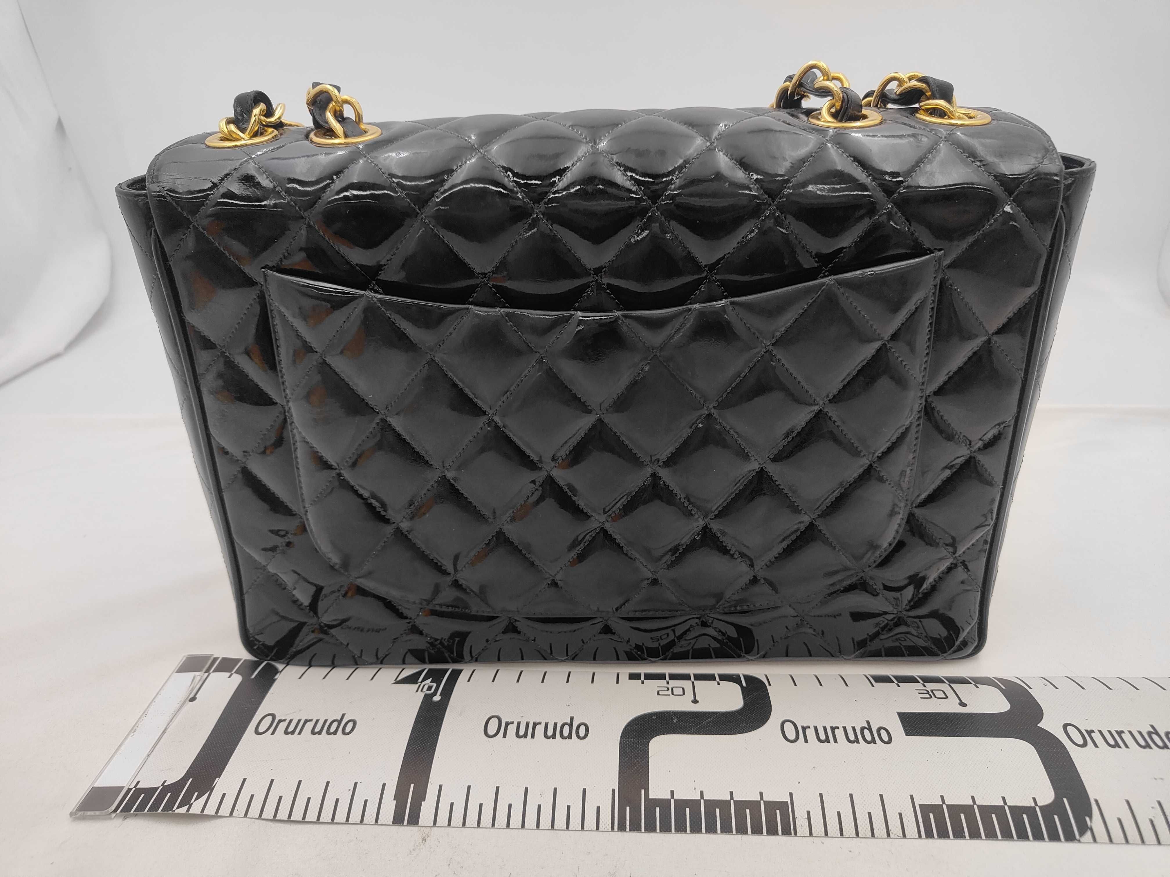 Large Matelassé Enamel Chain Shoulder Bag — view 2