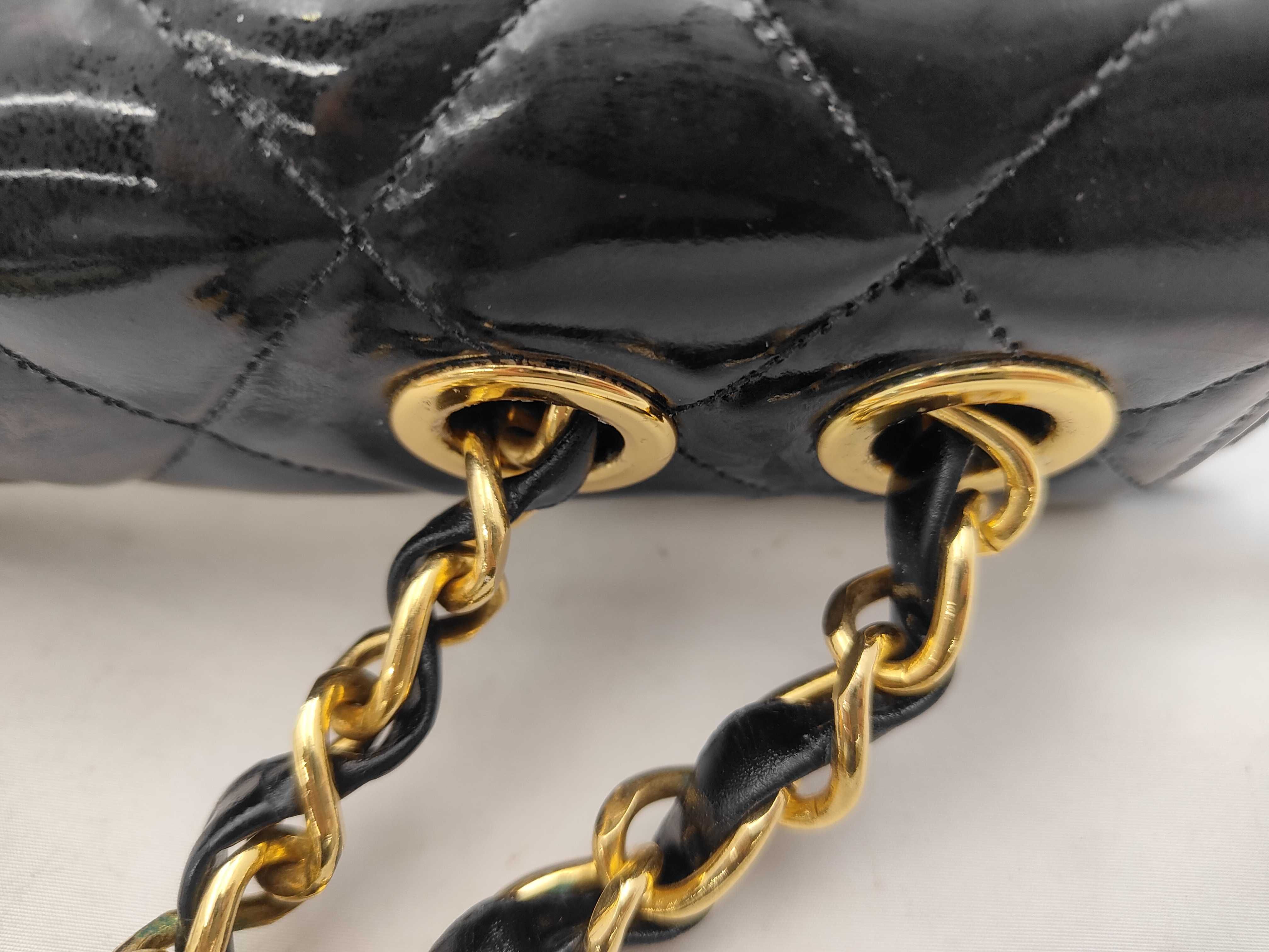 Large Matelassé Enamel Chain Shoulder Bag — view 5