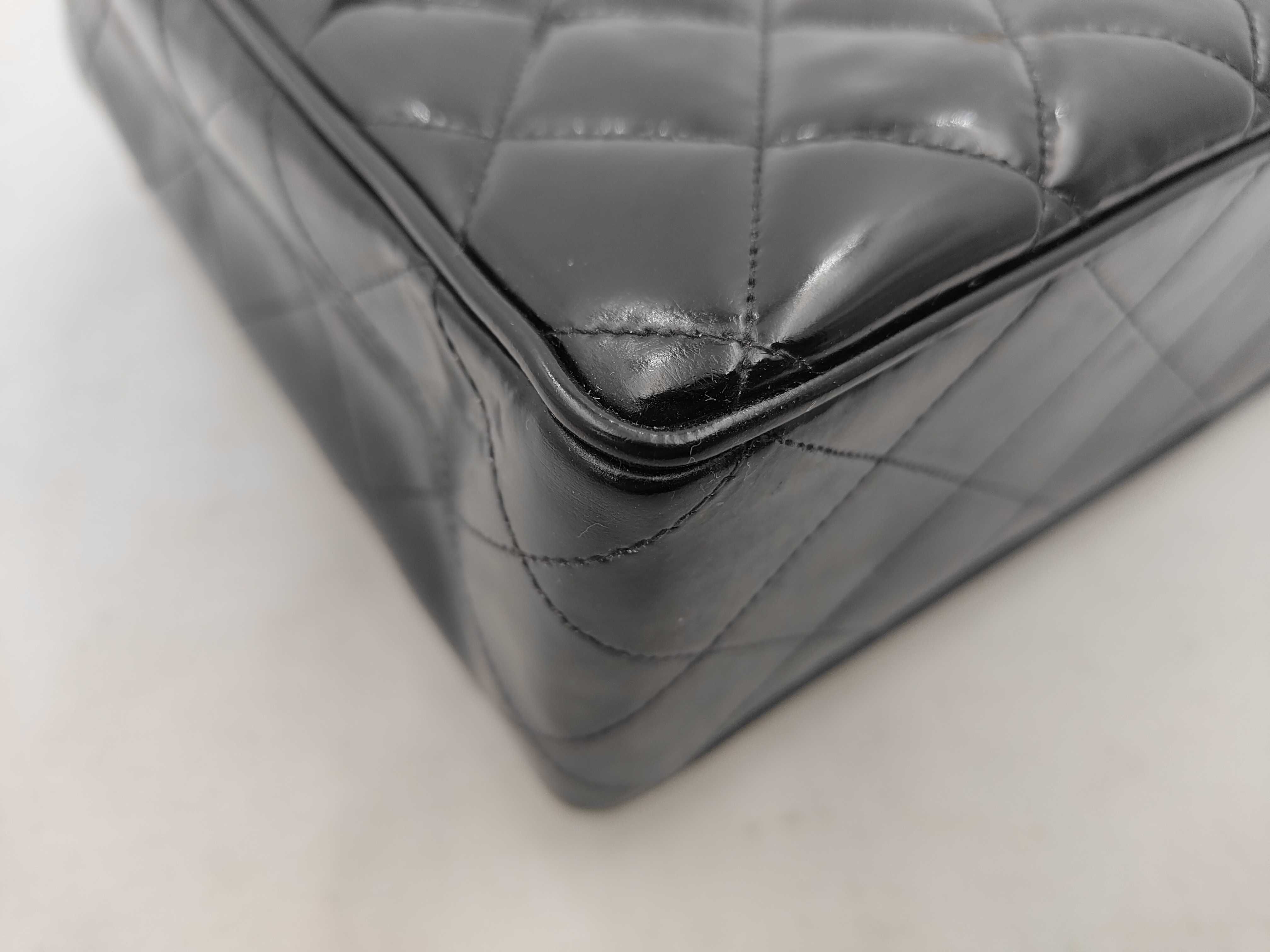 Large Matelassé Enamel Chain Shoulder Bag — view 6