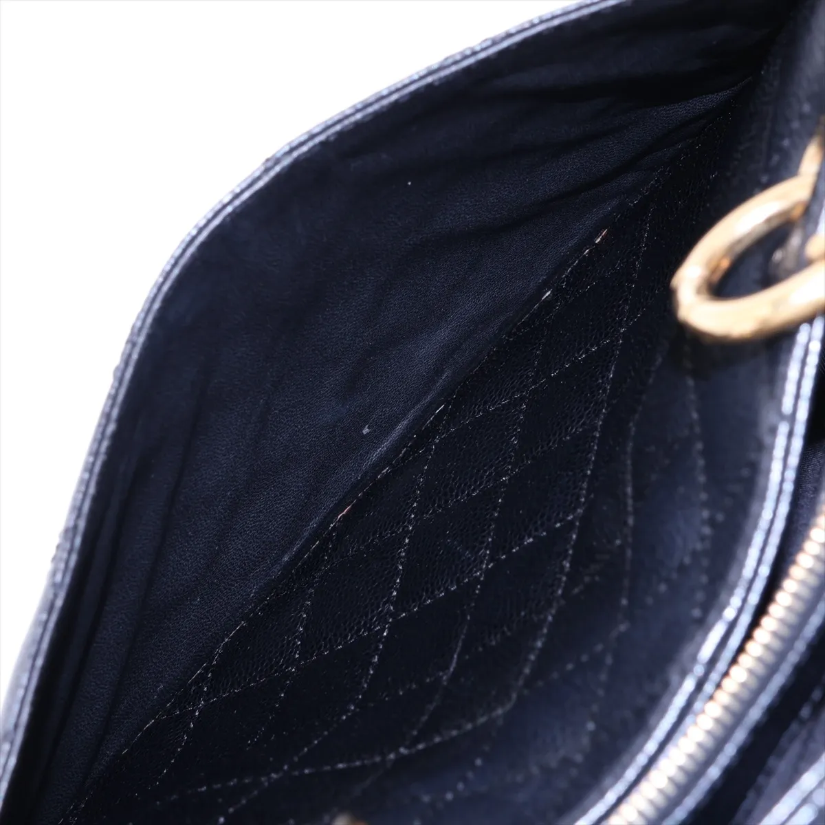 GST Caviar Skin Chain Tote Bag, Black with Gold Hardware, 10370122 (Serial Number in the 10s) — view 11