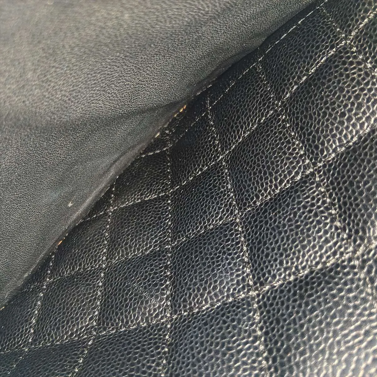 GST Caviar Skin Chain Tote Bag, Black with Gold Hardware, 10370122 (Serial Number in the 10s) — view 15