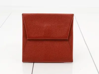Bastia Leather Coin Case, P Stamp, Red